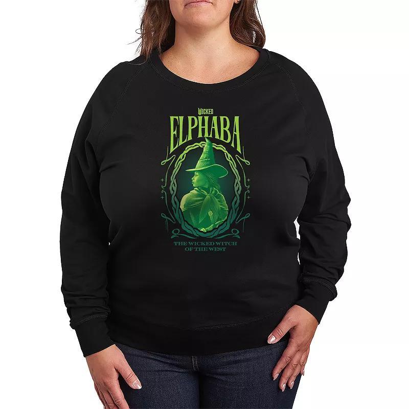 Plus Size Wicked Elphaba Wicked Witch French Terry Long Sleeve Tee, Women's, Size: 2XL, Black Product Image