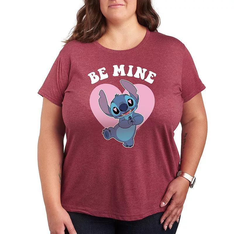 Disneys Lilo & Stitch Plus Be Mine Graphic Tee, Womens Heather Grey Product Image