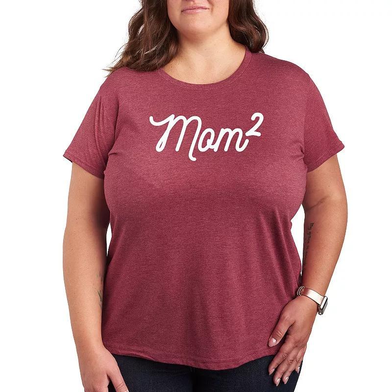 Plus Mom To The 2nd Power Graphic Tee, Womens Grey Dark Red Product Image