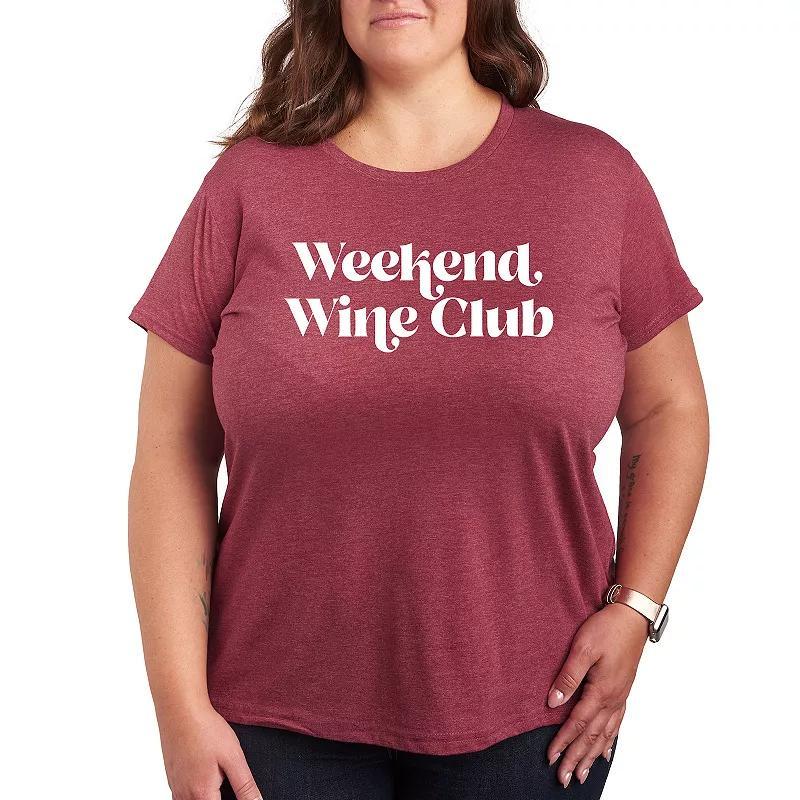 Plus Weekend Wine Club Graphic Tee, Women's, Size: 4XL, Grey Dark Red Product Image