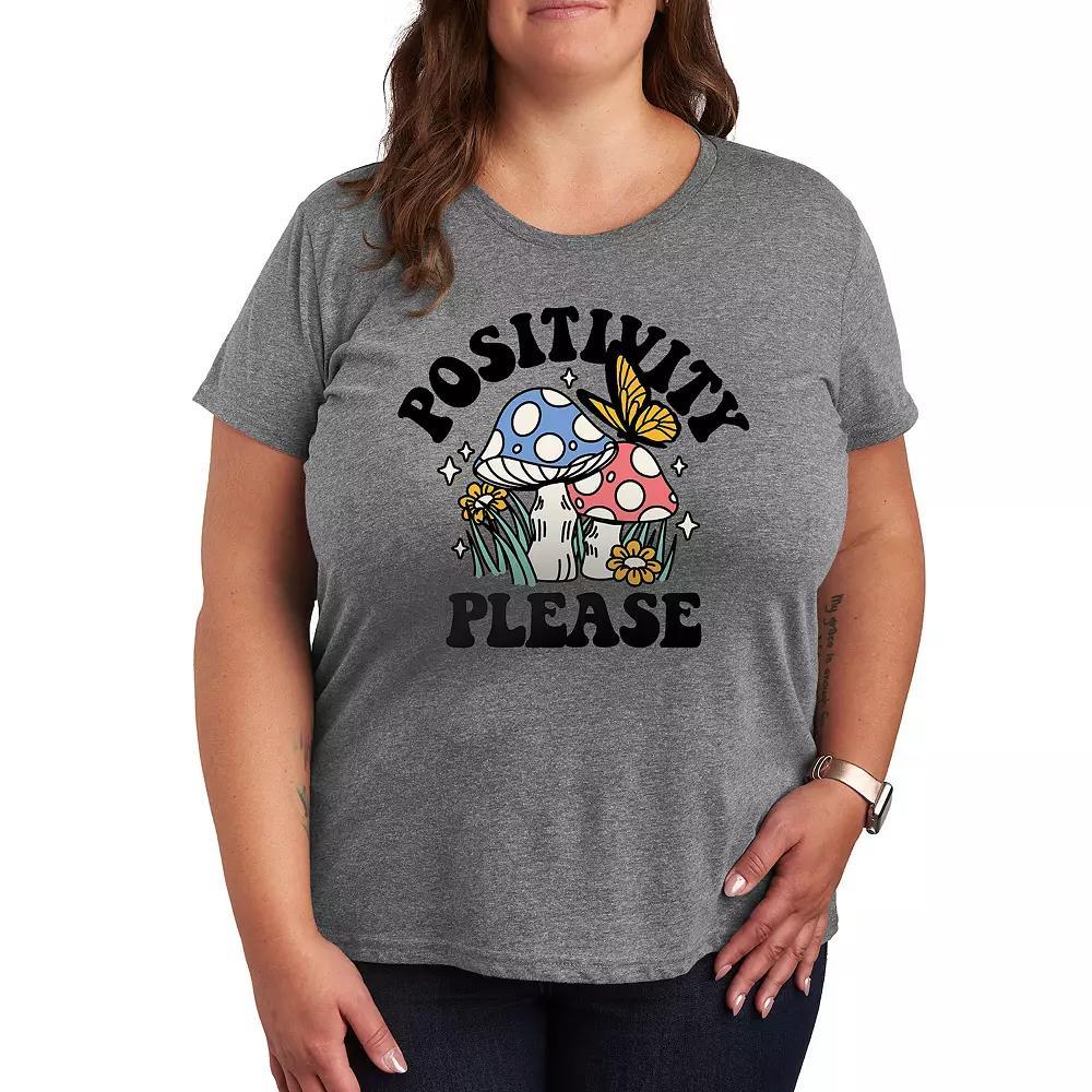 Plus Positivity Please Graphic Tee, Women's, Size: 2XL, Grey Gray Product Image