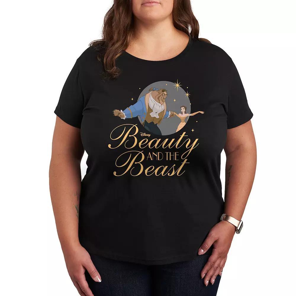 Disney Princess Plus Beauty And Beast Graphic Tee, Women's, Size: 3XL, Black Product Image