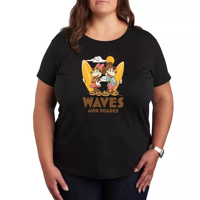 Disneys Mickey & Minnie Mouse Plus Waves and Shades Graphic Tee, Womens Product Image