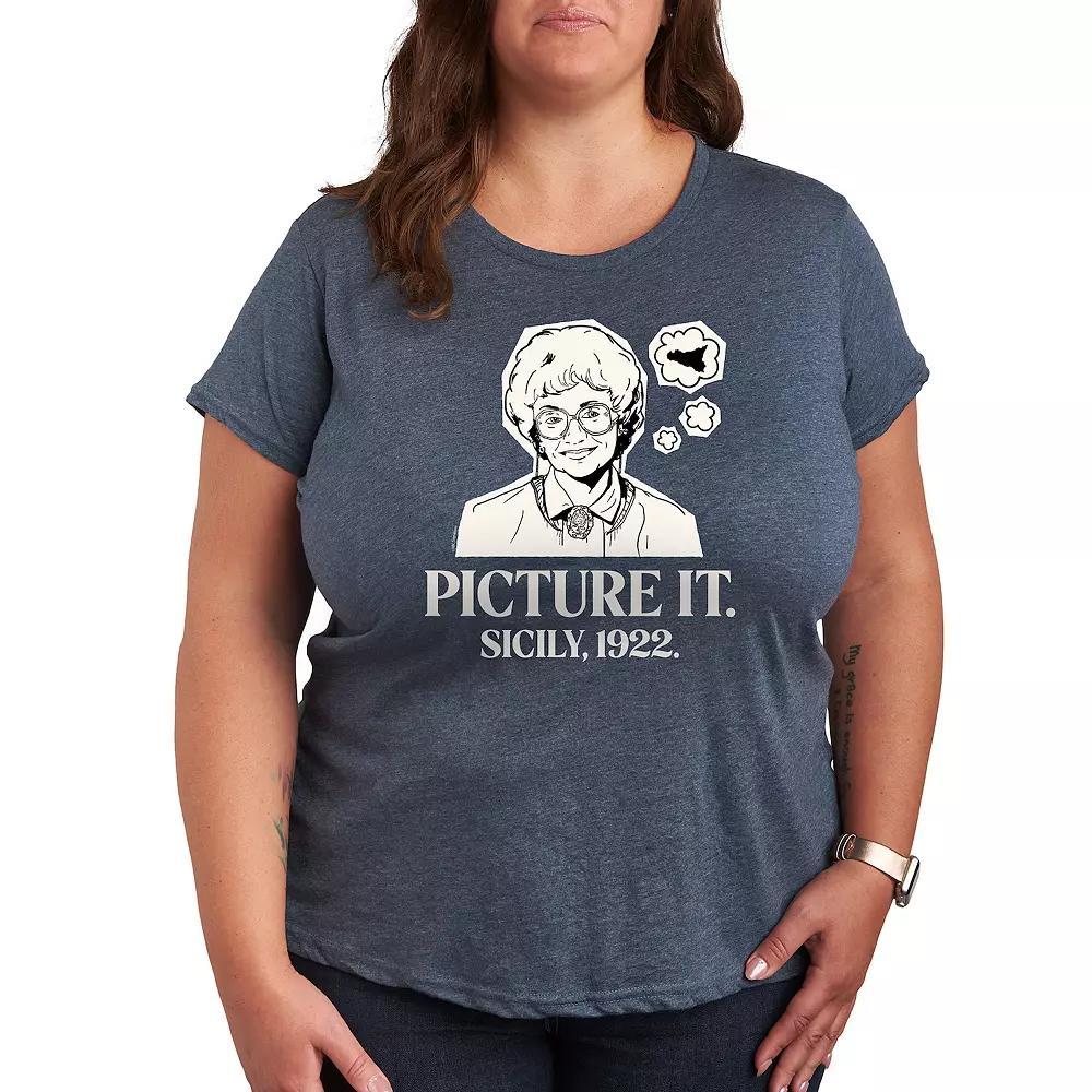 Plus Golden Girls Picture It Sicily Graphic Tee, Women's, Size: 2XL, Grey Blue Product Image