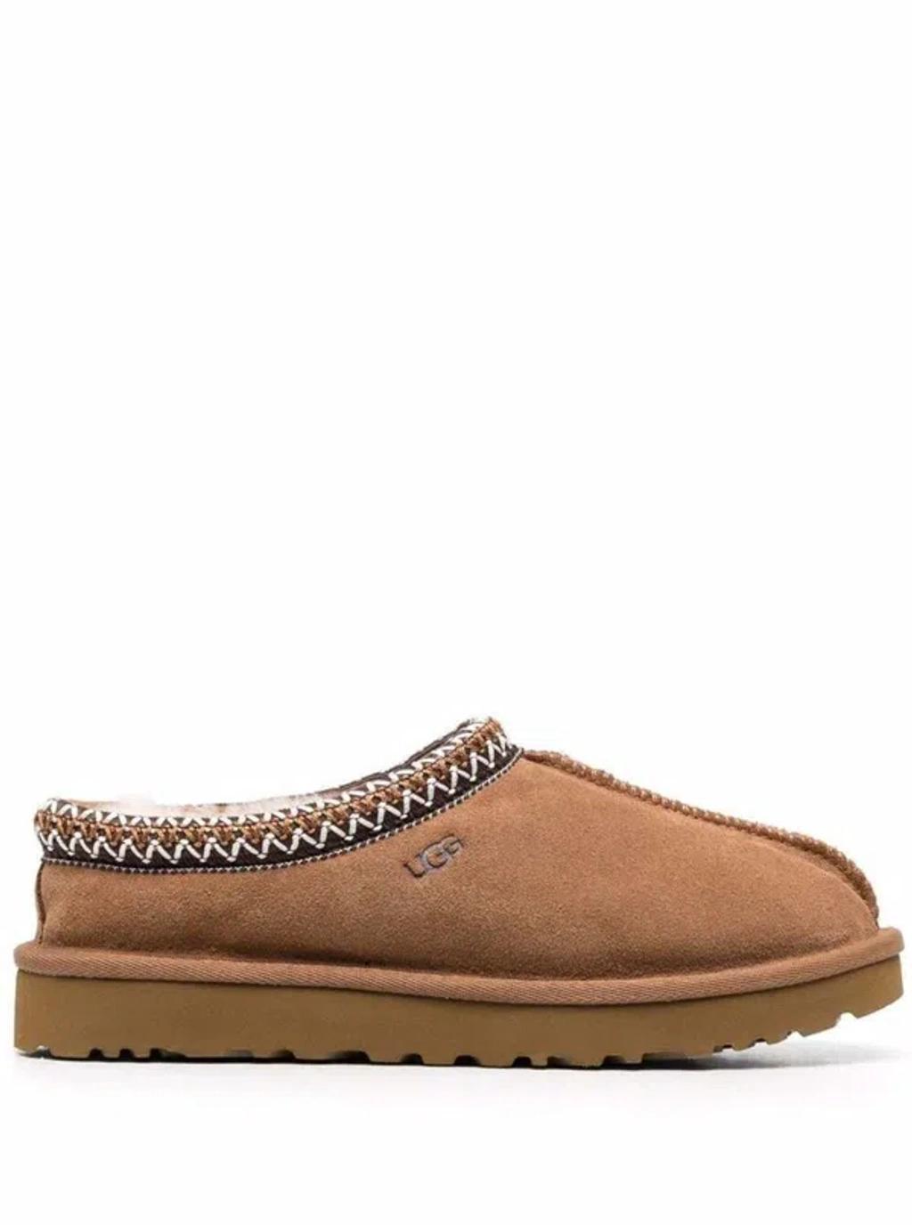 Tasman Shearling-lined Suede Slippers In Chestnut Product Image