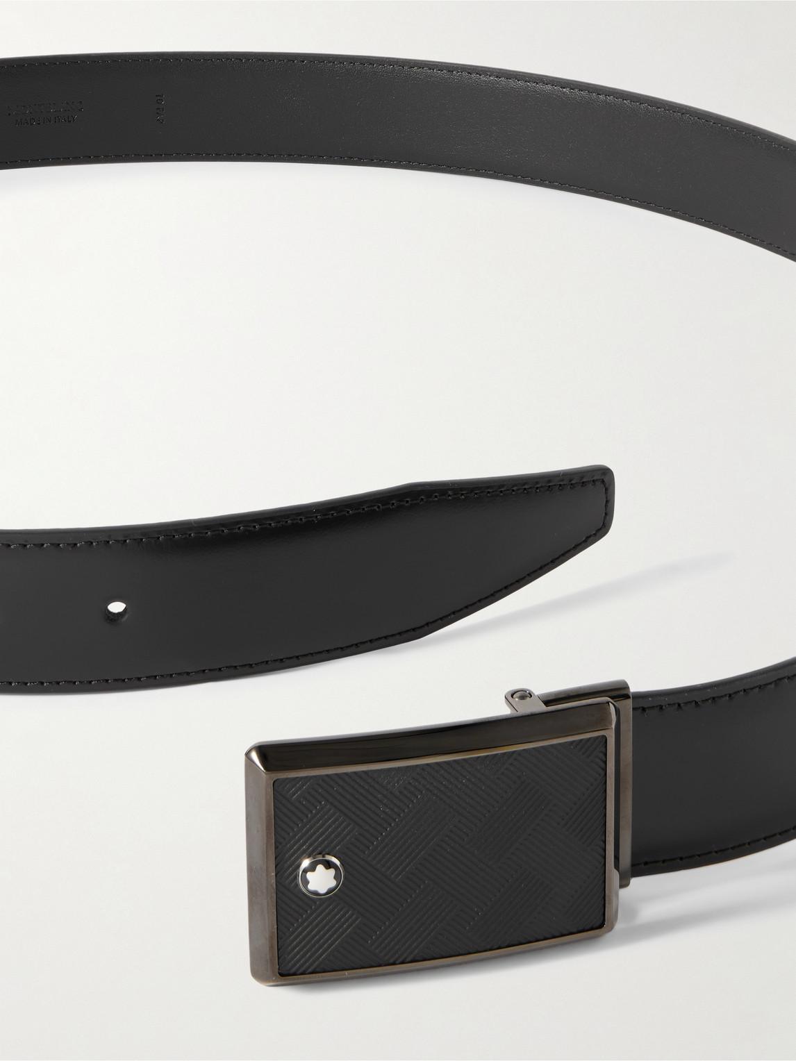 MONTBLANC Mens Black Logo-emblem Buckle Leather Belt Product Image