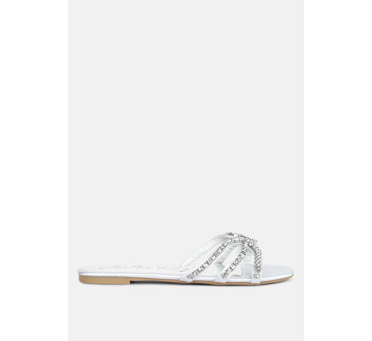 London Rag Mezzie Dimante Strap Womens Flat Sandals Product Image