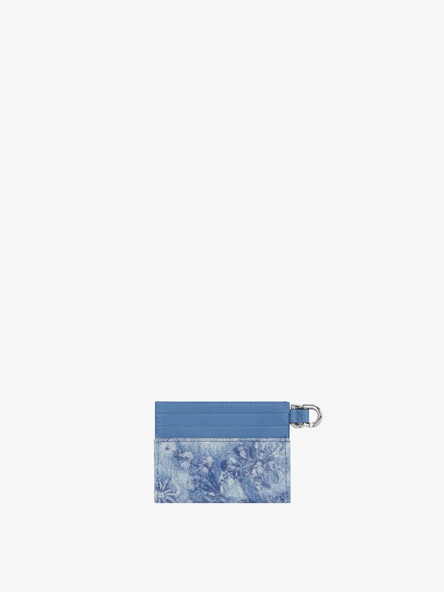 Voyou card holder in washed embroidered denim Product Image