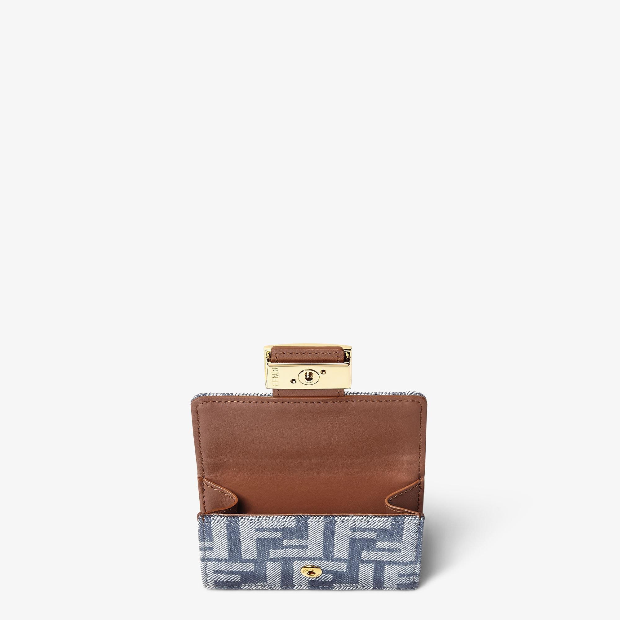 Baguette Micro TrifoldBlue denim-effect FF jacquard wallet Product Image