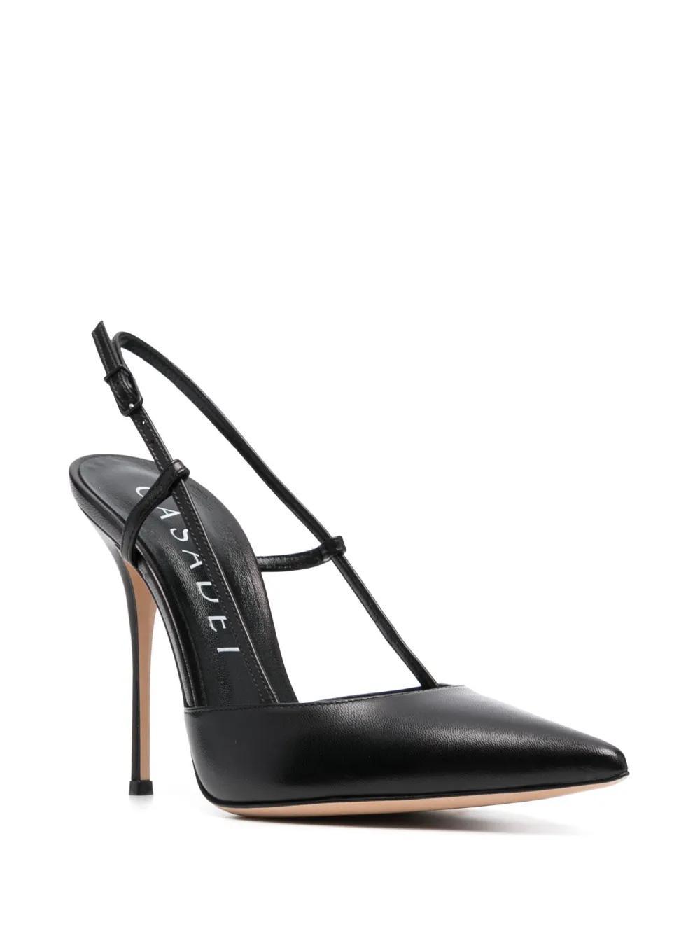 CASADEI 115mm Slingback Pointed Leather Pumps In Black Product Image