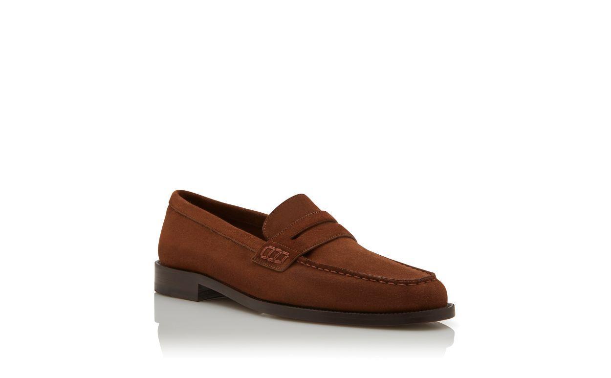 PERRY Dark Brown Suede Penny Loafers  Product Image