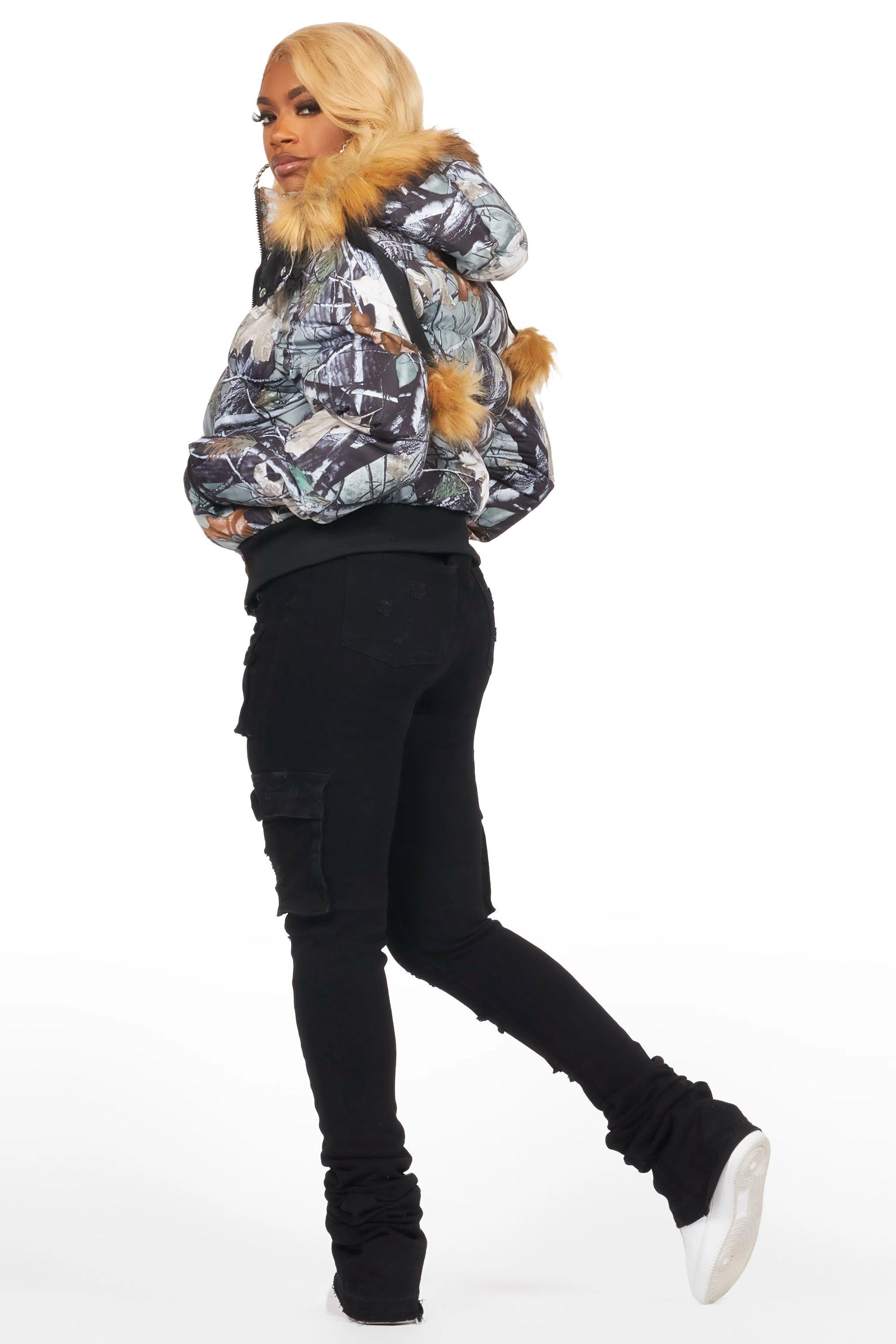 Benita Grey Tree Camo Puffer Jacket Female Product Image