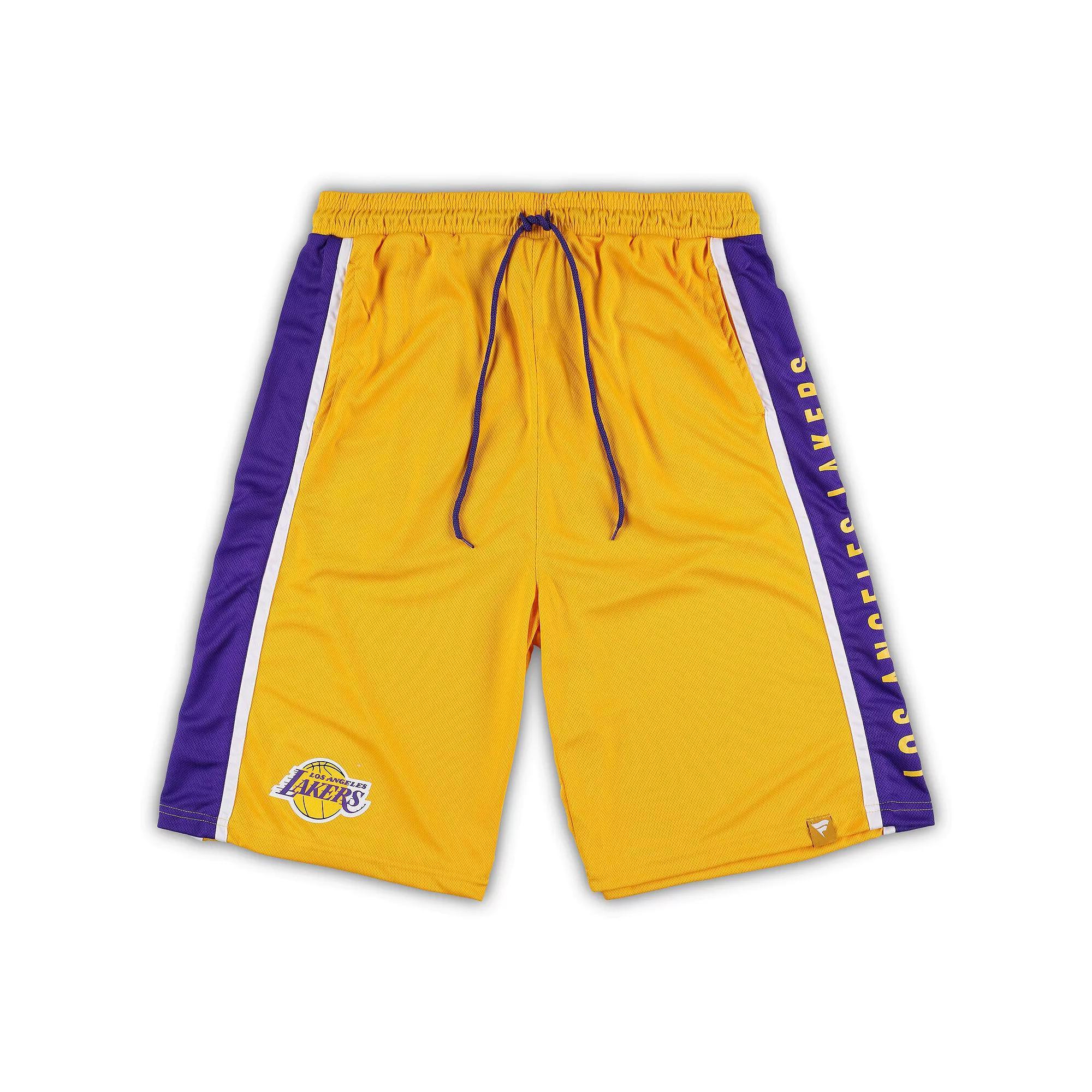 Men's Fanatics Branded Gold Los Angeles Lakers Big & Tall Referee Iconic Mesh Shorts,  Product Image