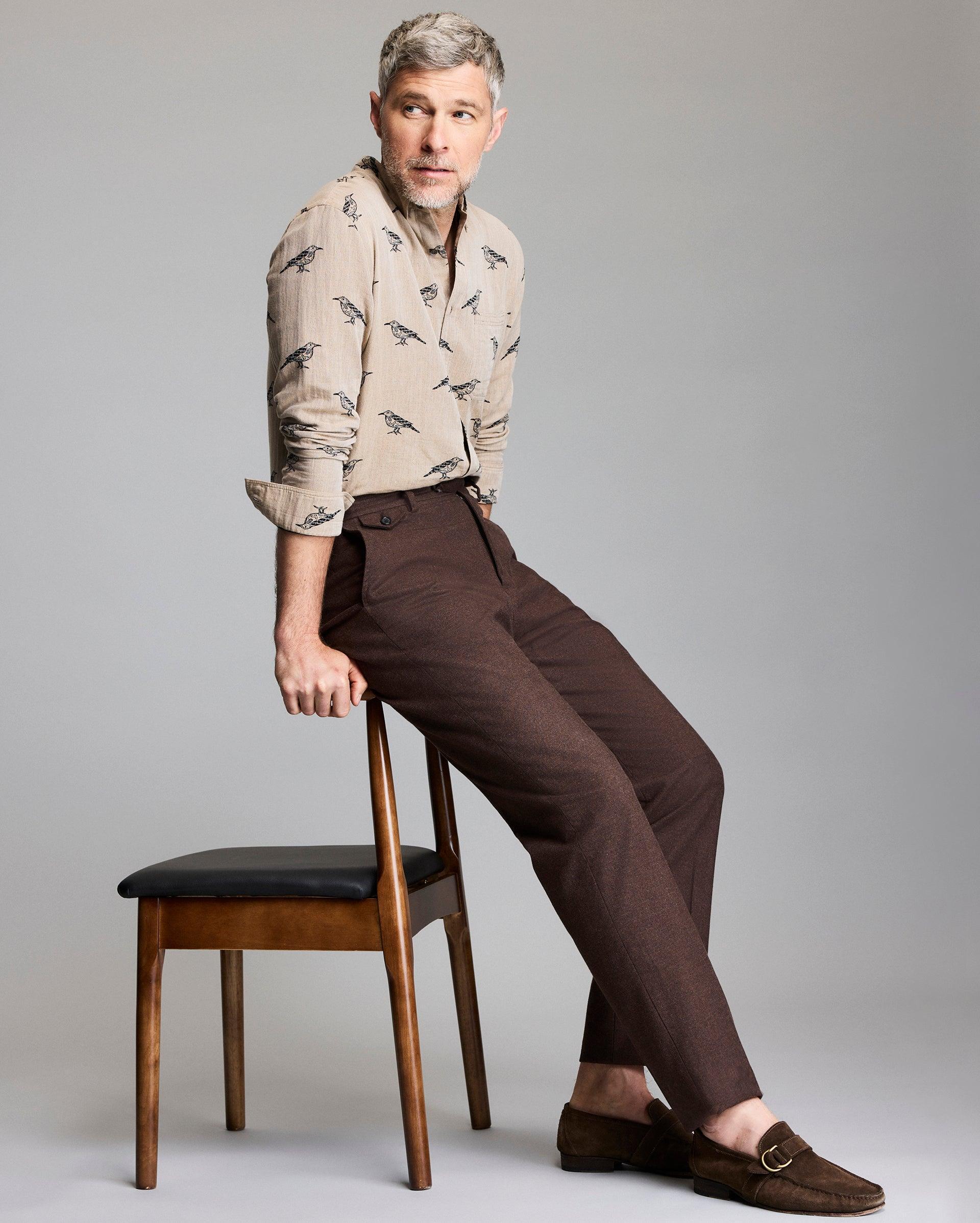 Flannel Flat Front Trouser -  Product Image