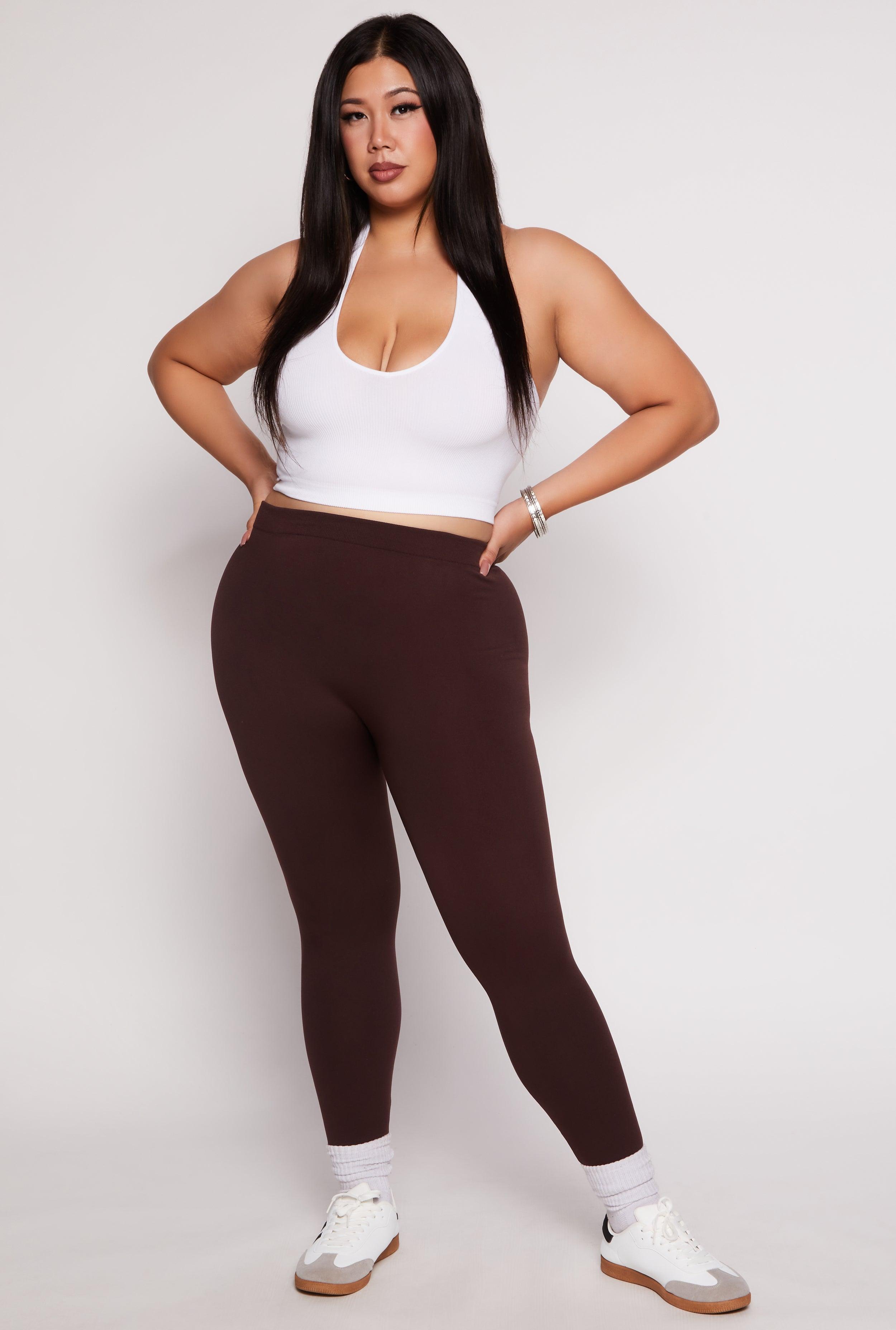 Womens Plus Size Solid Fleece Leggings Product Image