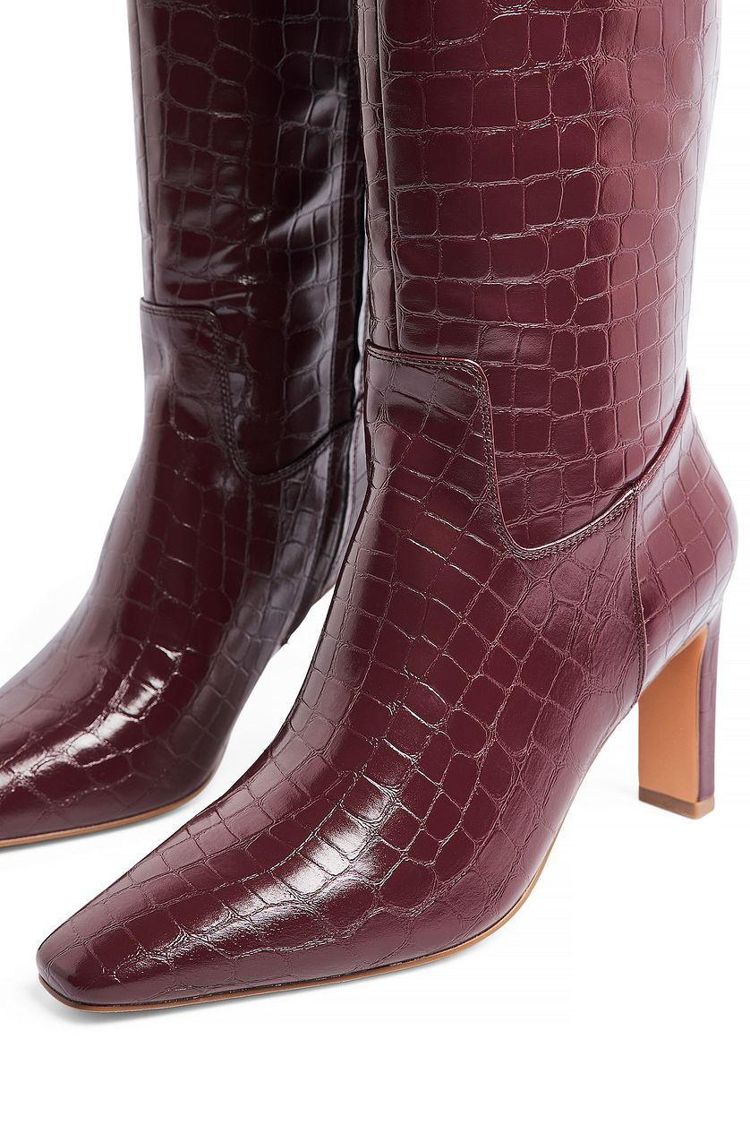 Squared Toe Croc Pattern Boots Product Image
