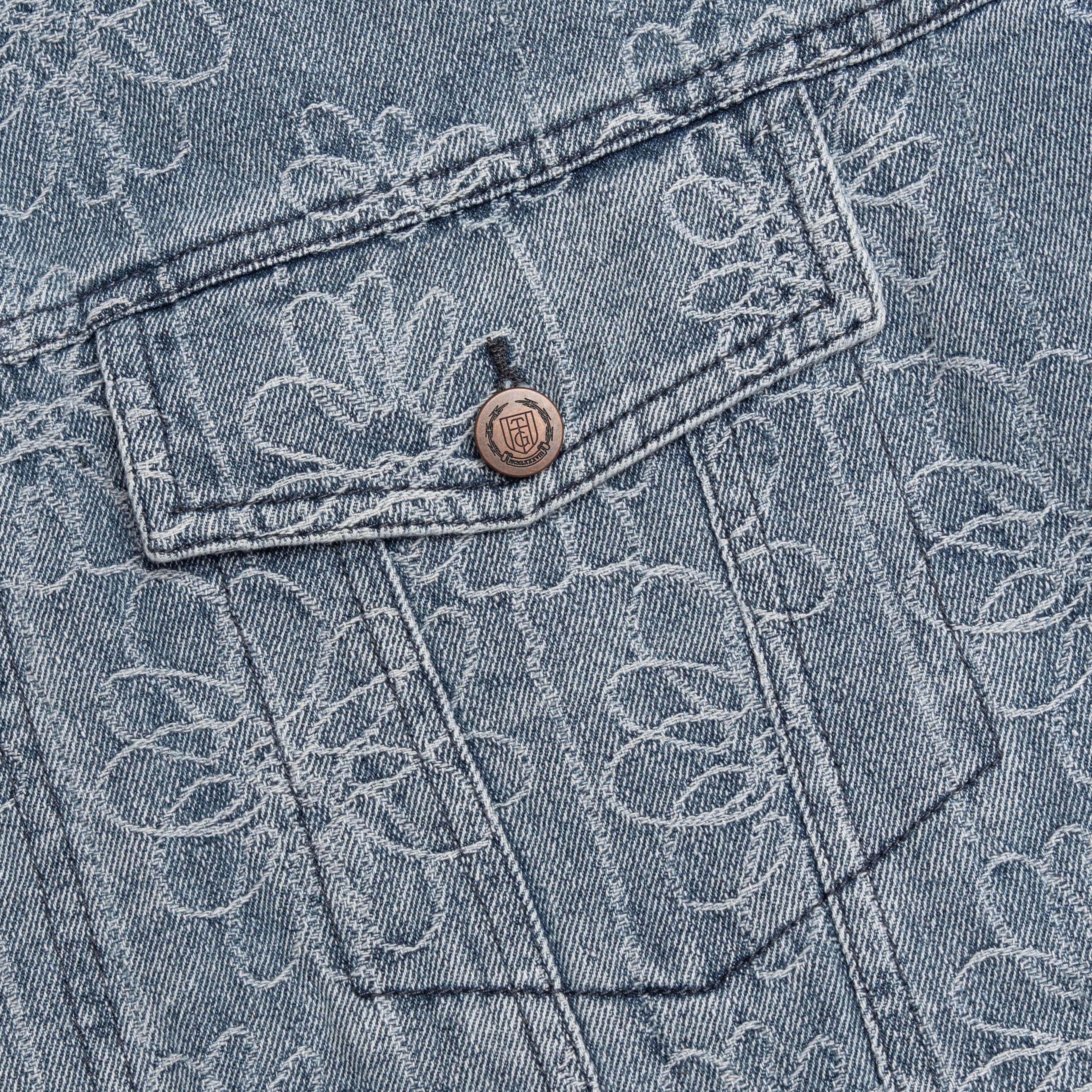 Floral Denim Jacket - Light Indigo Male Product Image