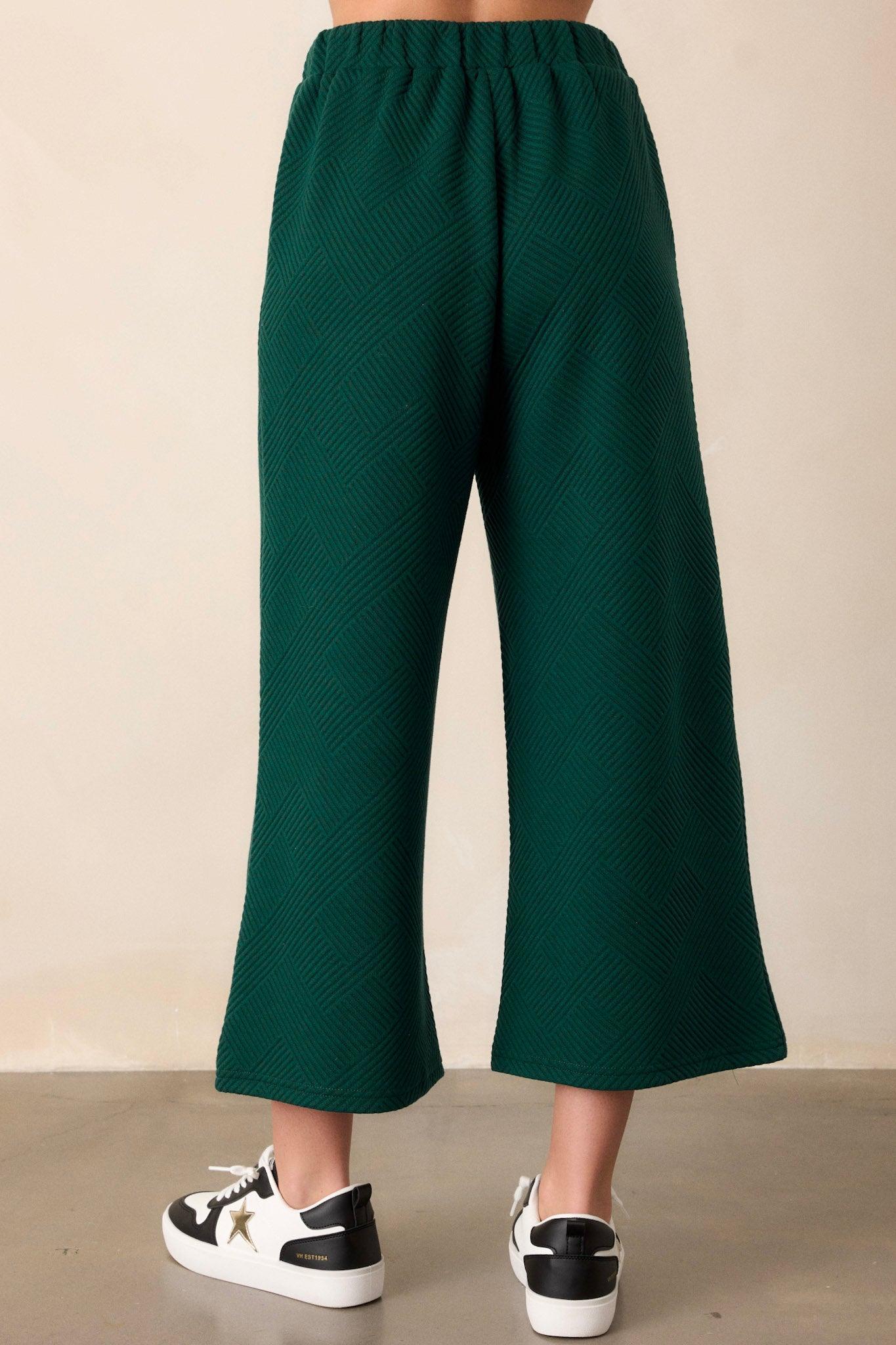 Tell Me Forest Green Cropped Textured Pants Product Image