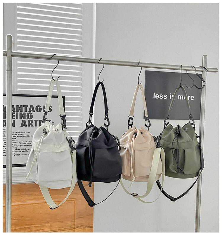 Plain Drawstring Nylon Bucket Bag Product Image