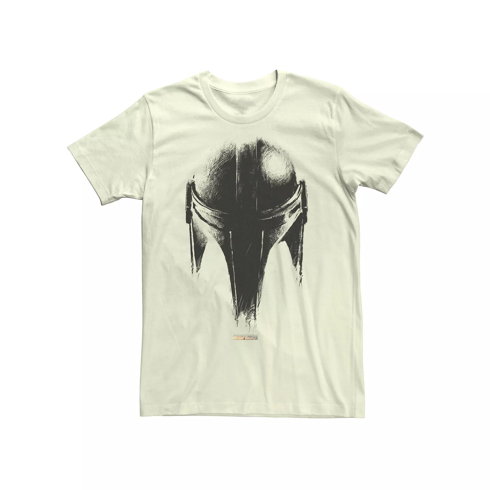 Men's The Mandalorian Metallic Helmet Tee, Size: Small, Natural Product Image