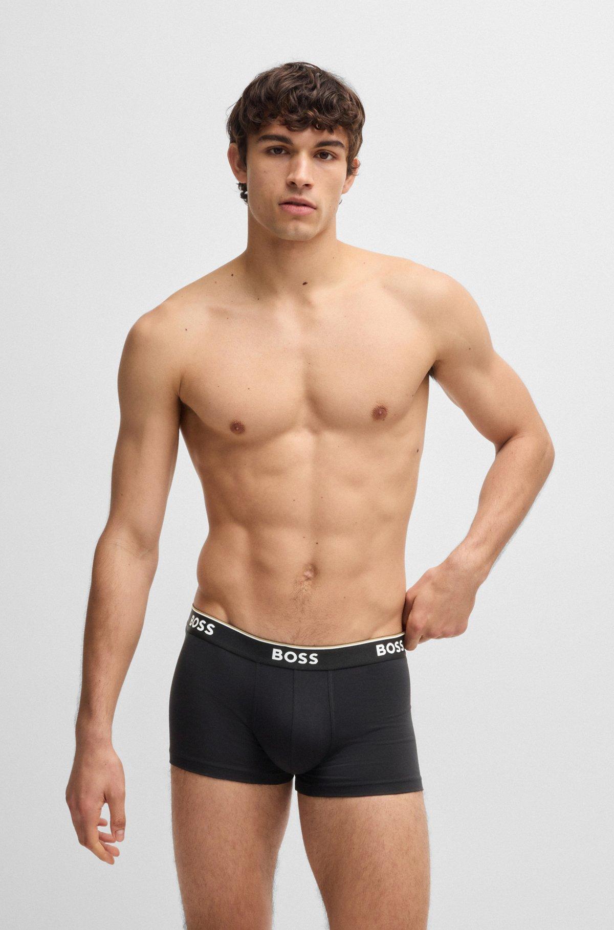 Three-pack of stretch-cotton trunks with logo waistbands Product Image