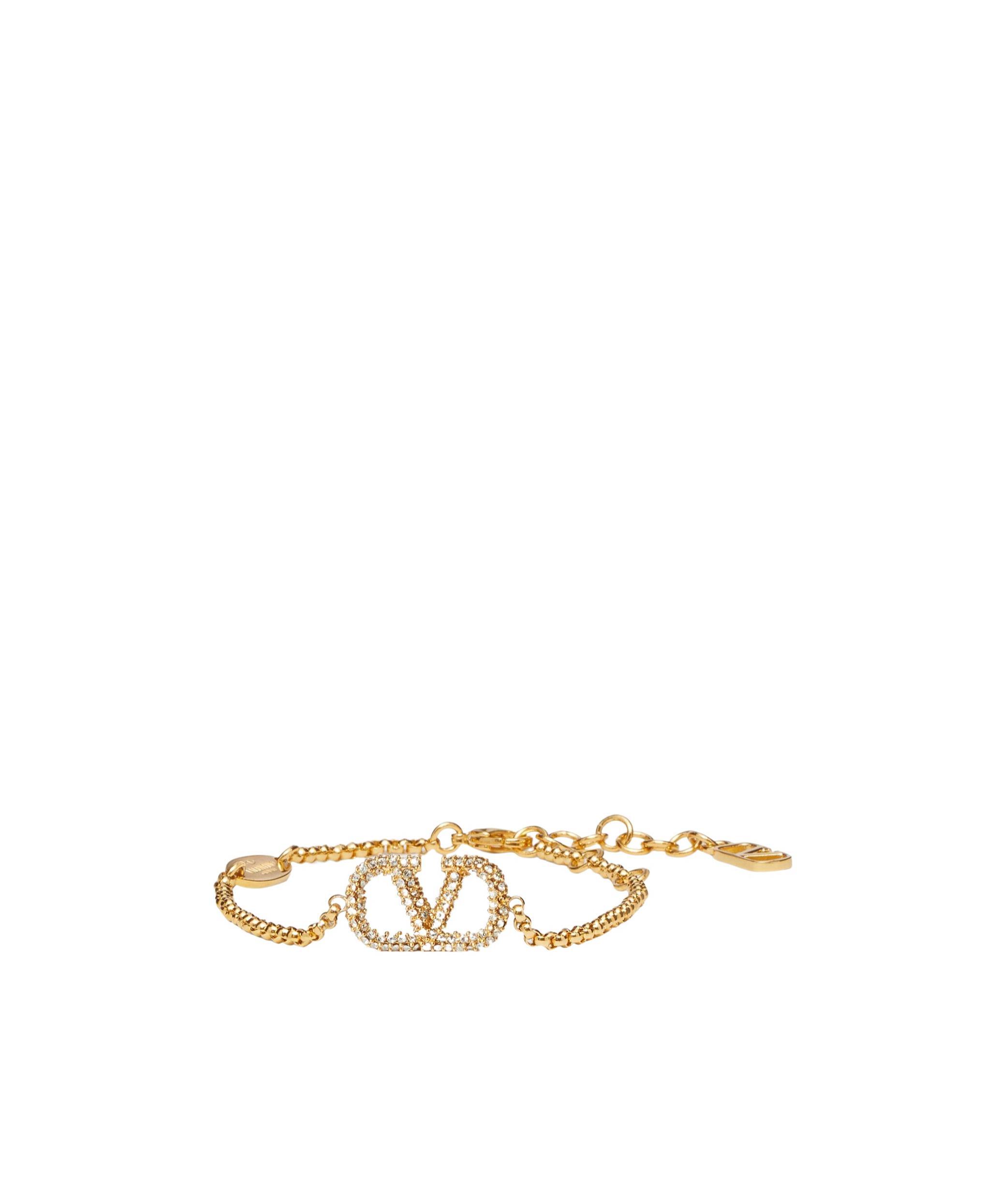 VALENTINO GARAVANI V Logo Bracelet In Oro 18 Crystal Silver Shade Product Image