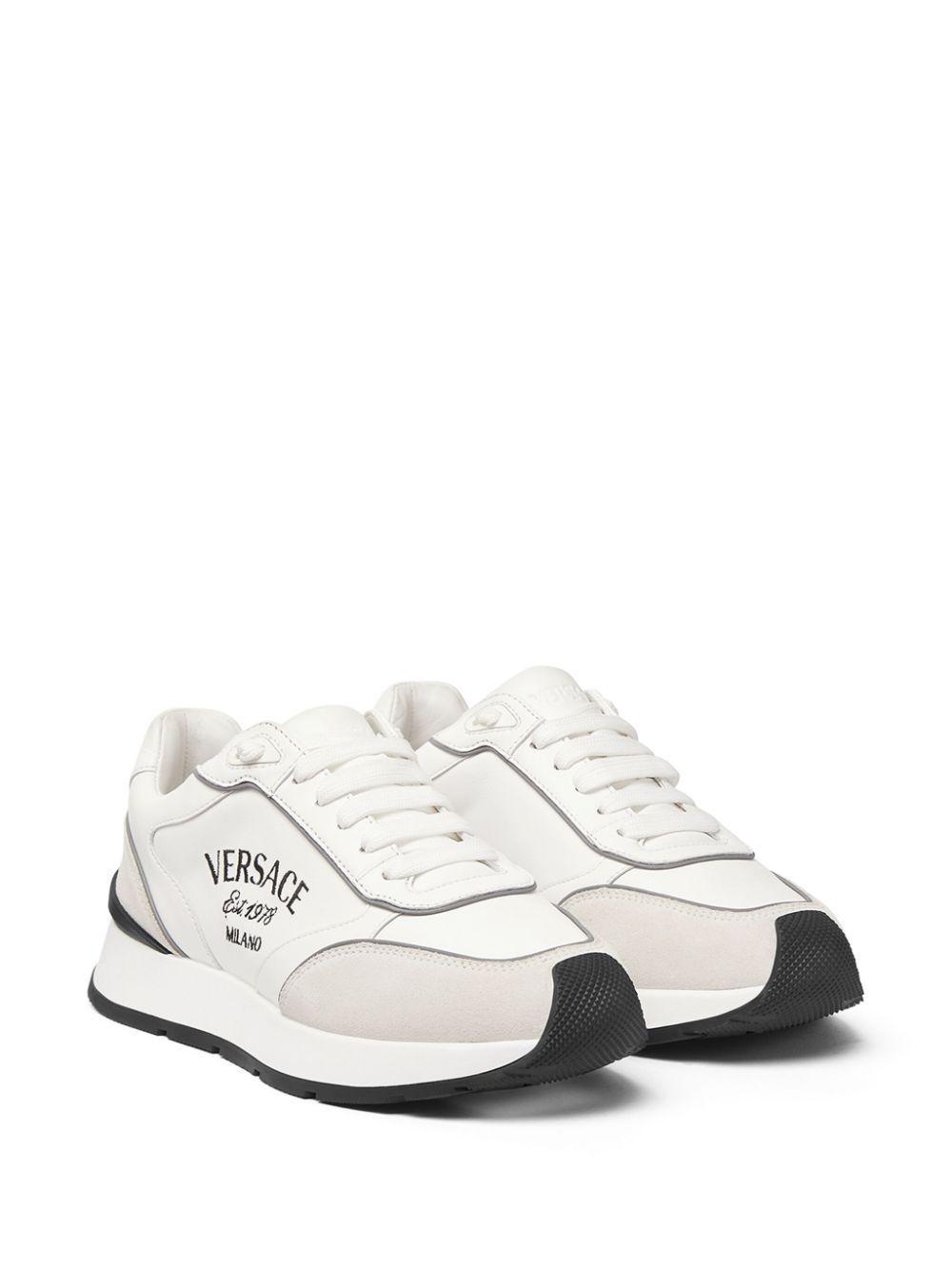 logo-embroidered panelled sneakers Product Image