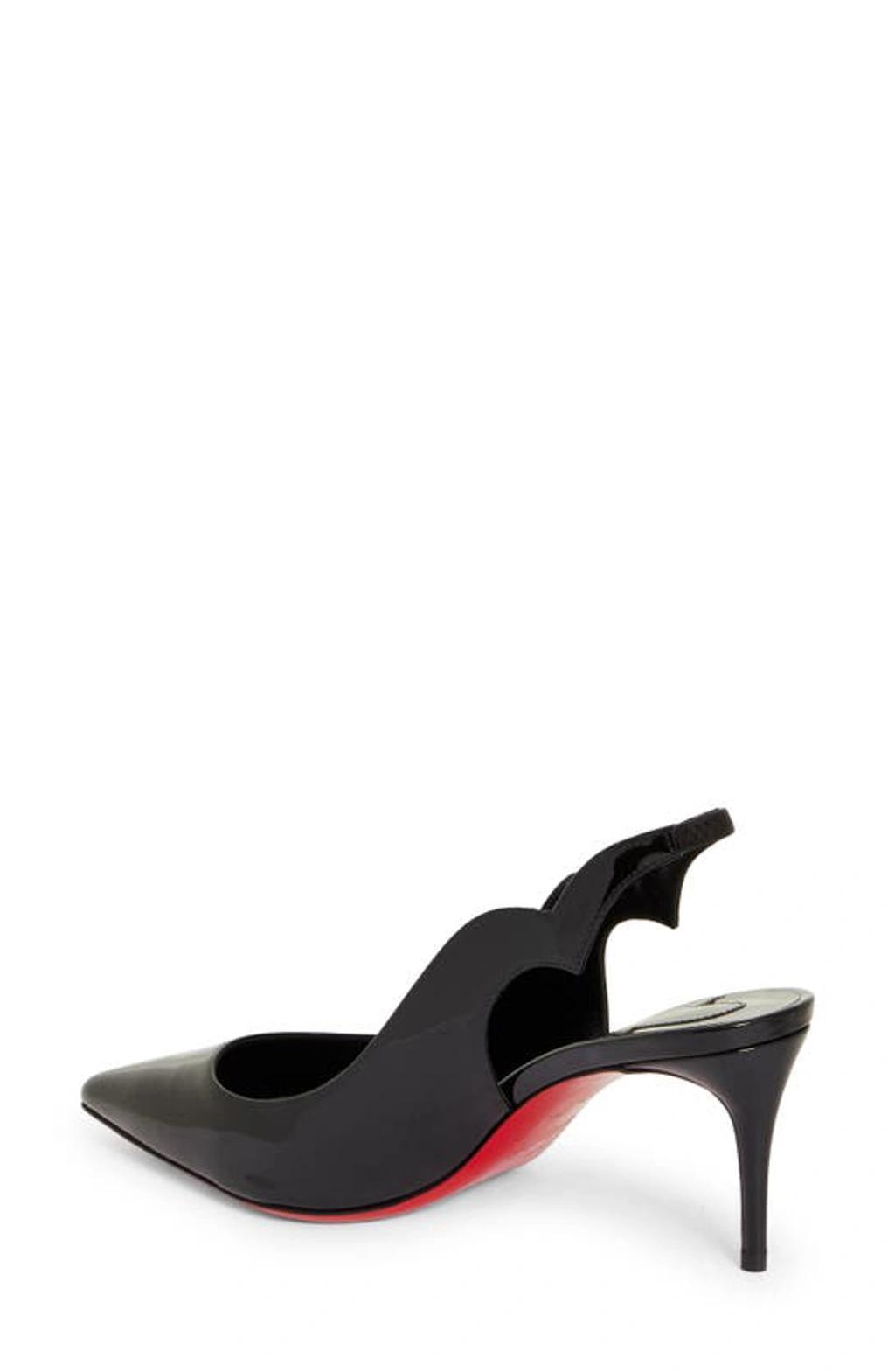 Hot Chick Patent Red Sole Slingback Pumps In Black Product Image