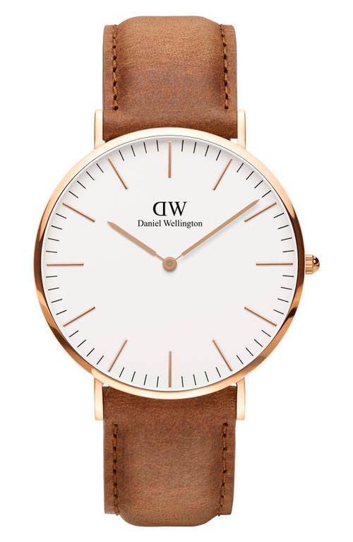 Daniel Wellington Mens Classic Durham Brown Leather Watch 40mm Product Image