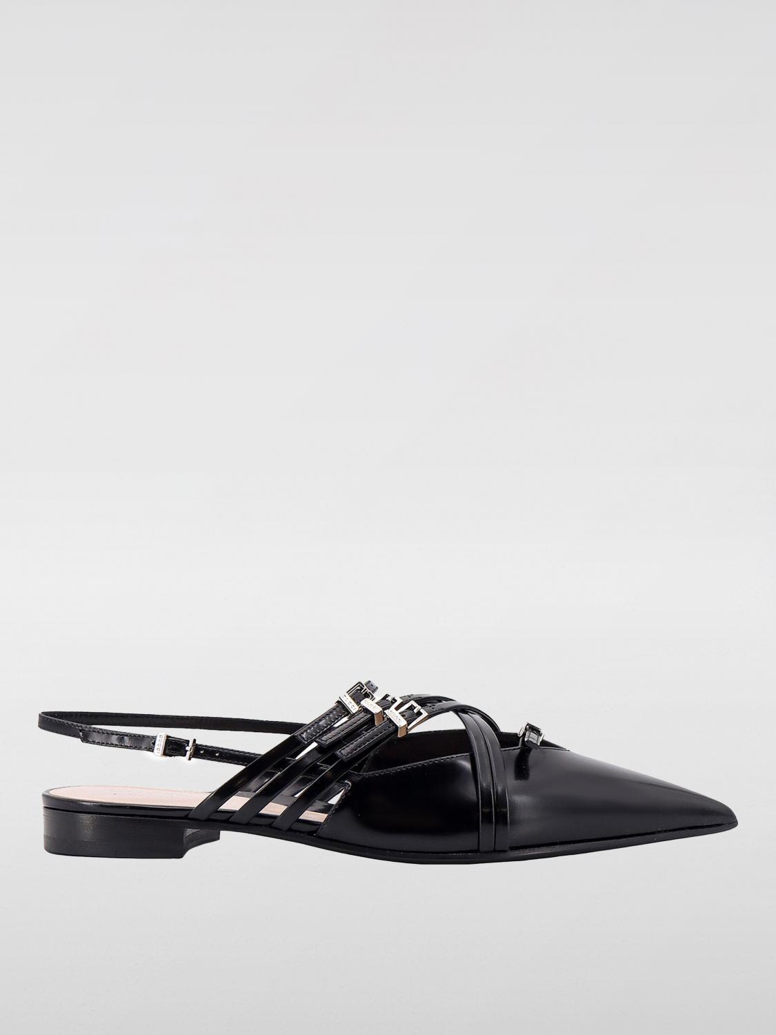 Leather Slingback With Bands And  Buckle In Black Product Image