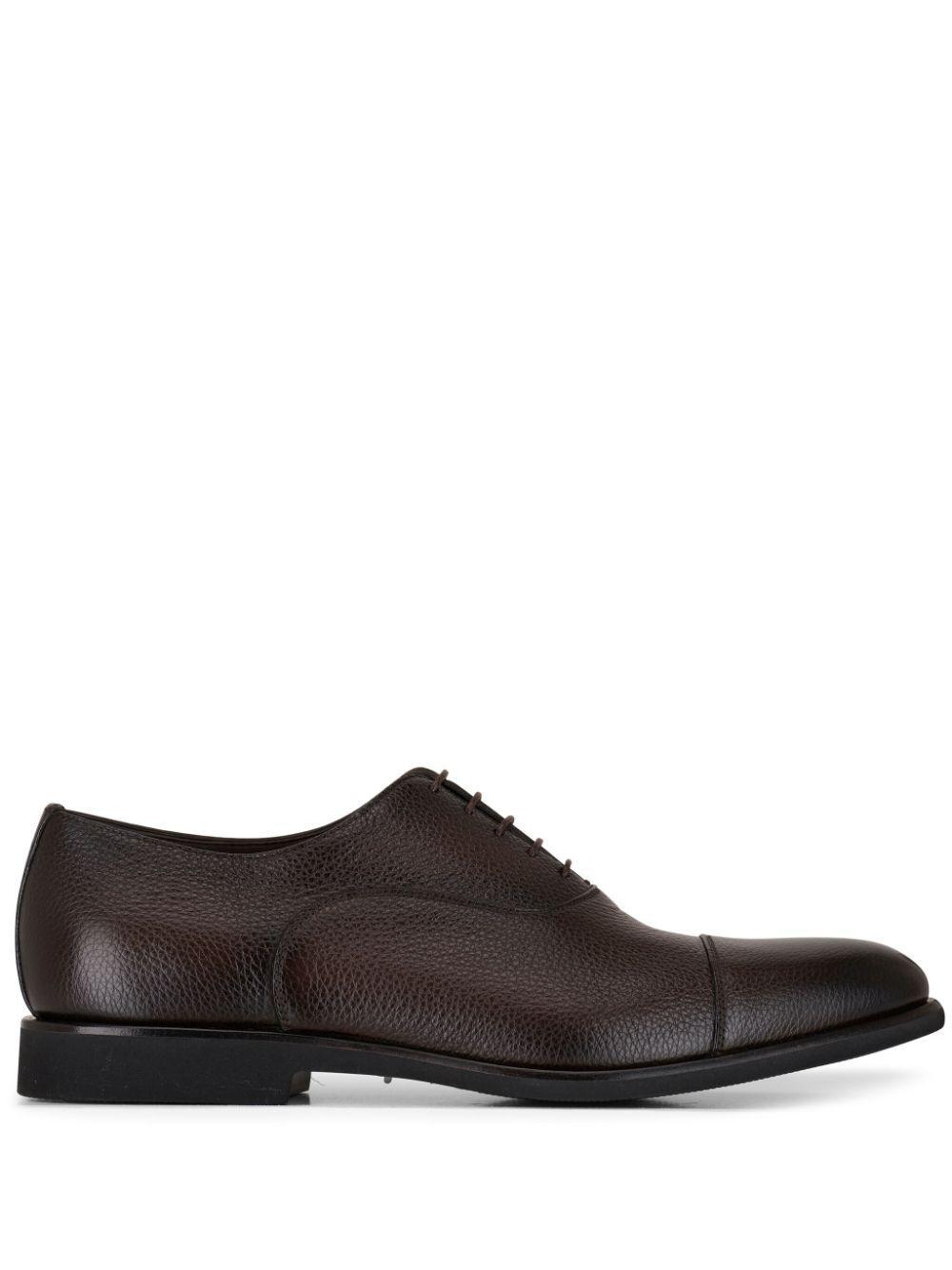 SANTONI Grained-leather Oxford Shoes In Brown Product Image