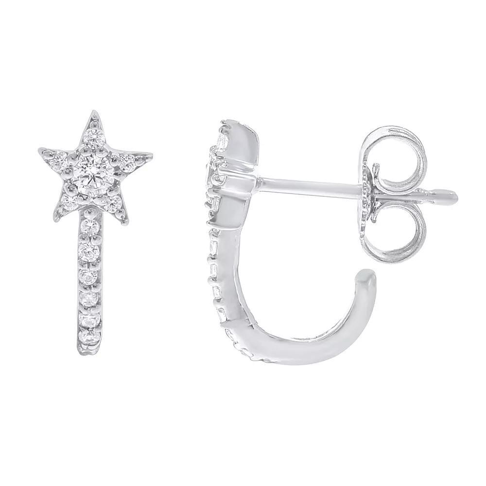 Sterling Silver 1/6 Carat T.W. Diamond Star Earrings, Women's Product Image