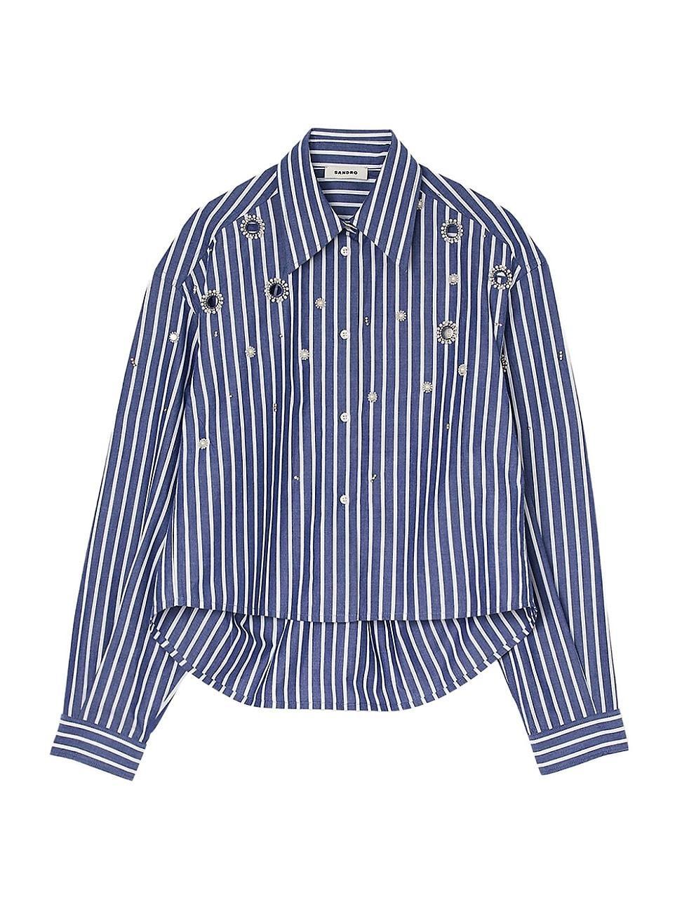 Womens Beaded Striped Shirt Product Image