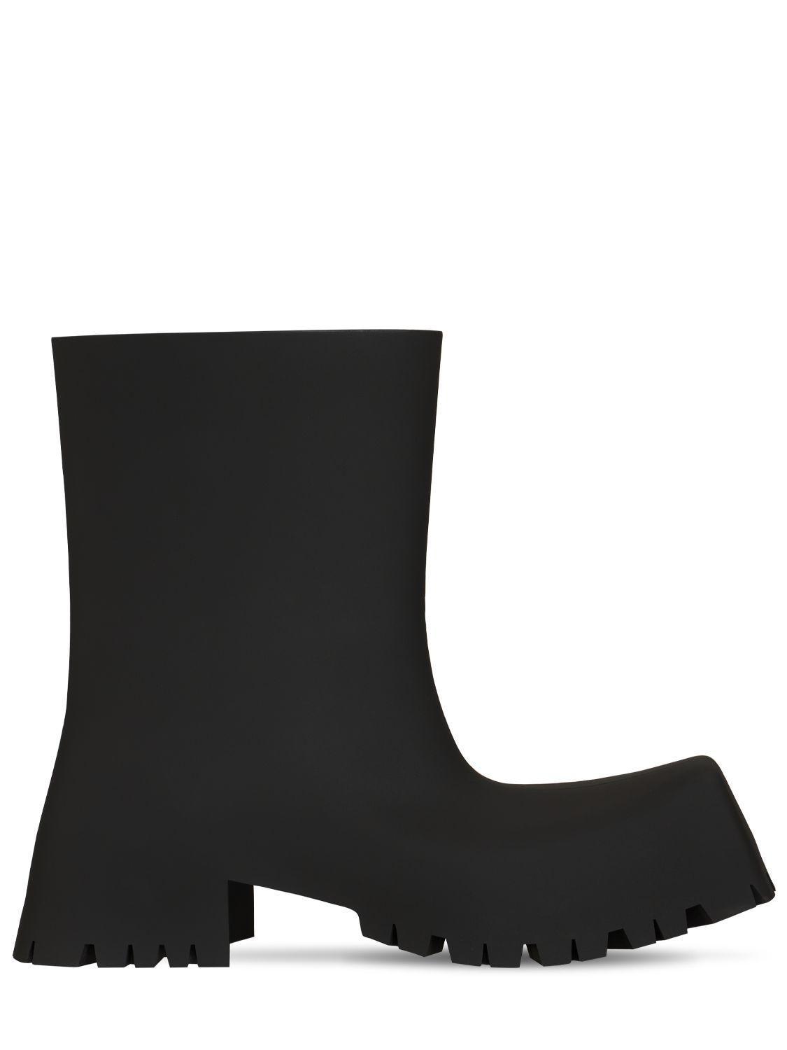 BALENCIAGA Trooper Square-toe Rubber Ankle Boots In Black Product Image