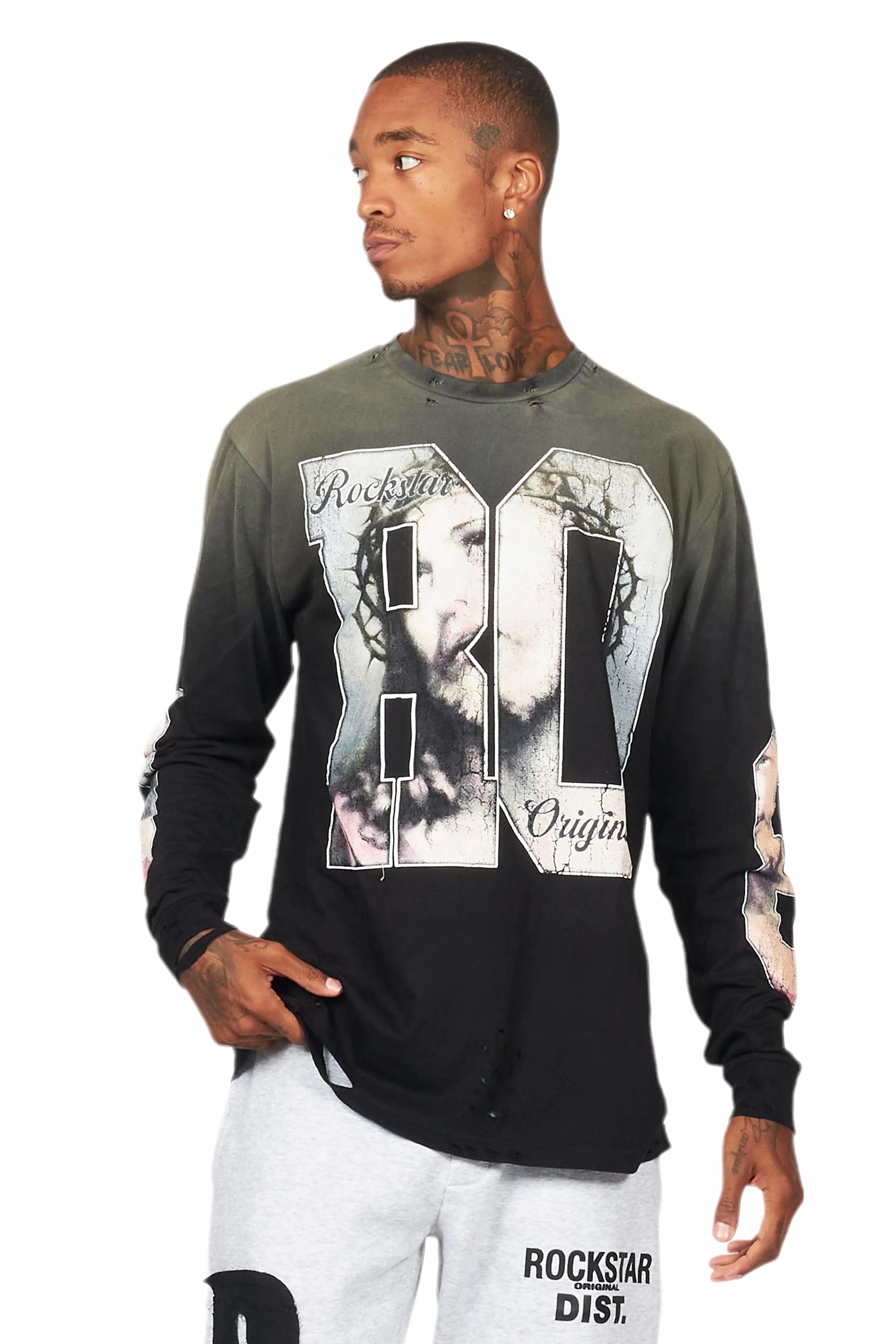 Lainer Black Long Sleeve Graphic T-Shirt Male Product Image