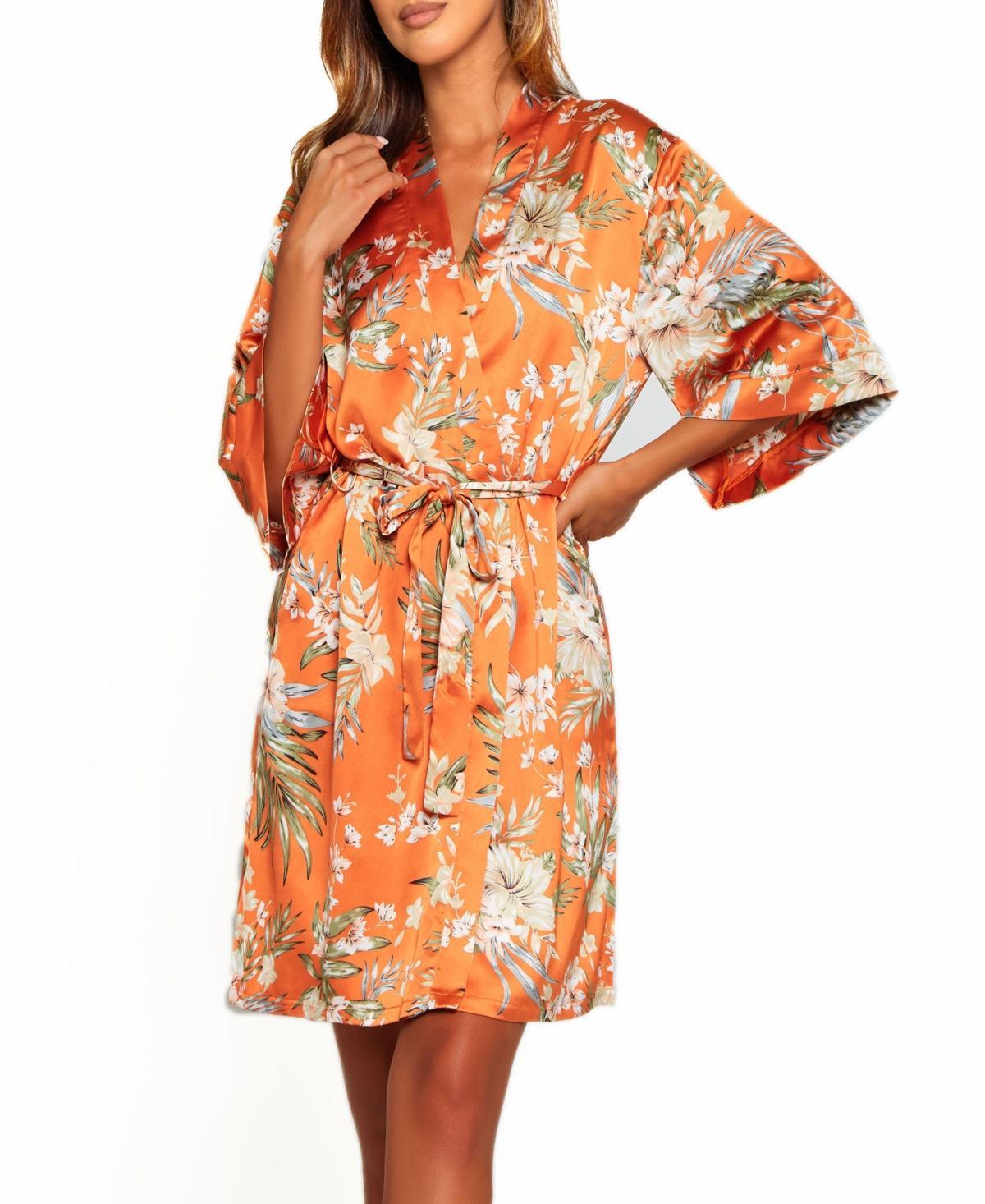 Womens Bella Floral Day and Night Robe with Sleeves - Black Product Image