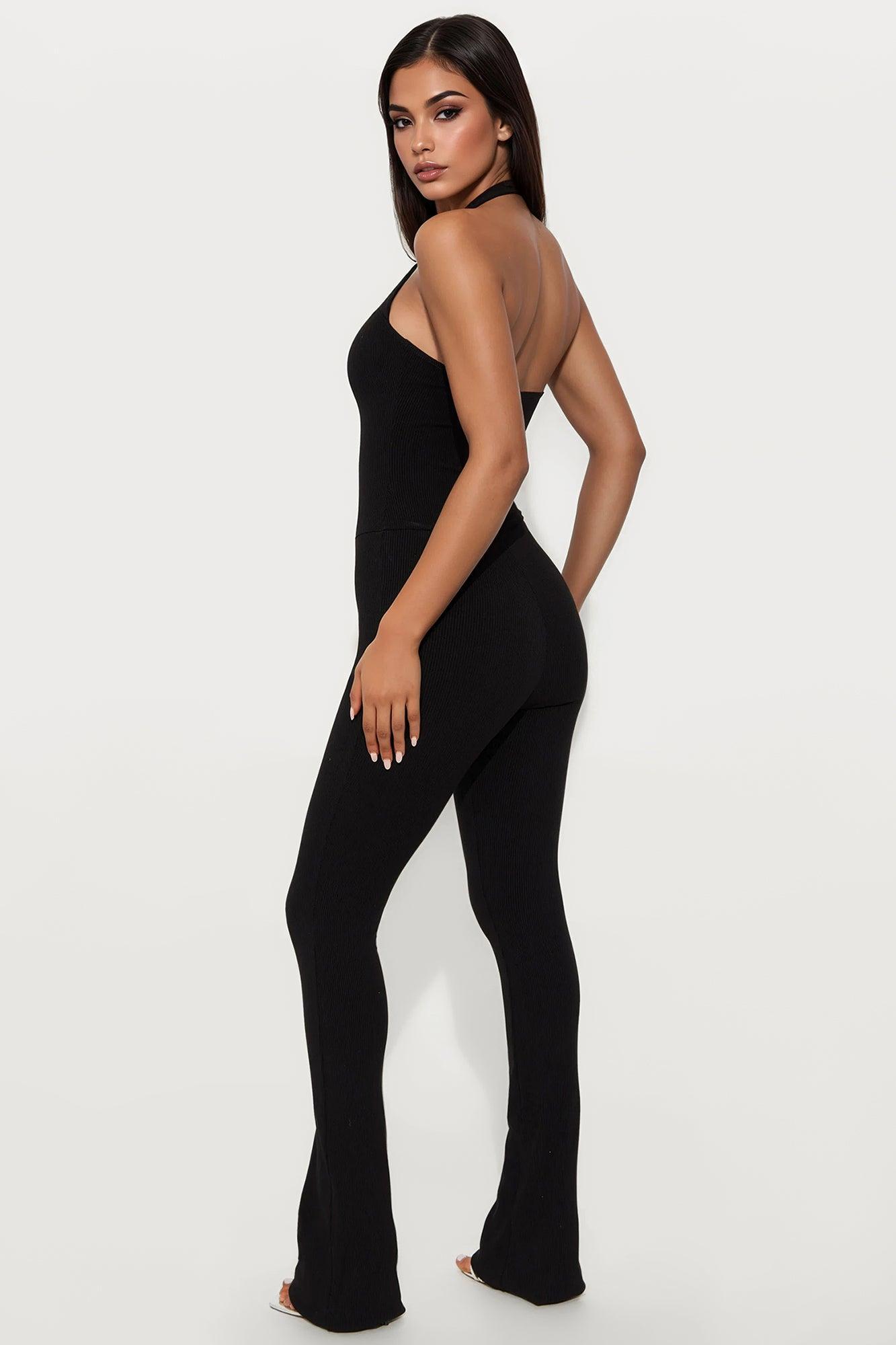 Amara Snatched Halter Jumpsuit - Black Female Product Image