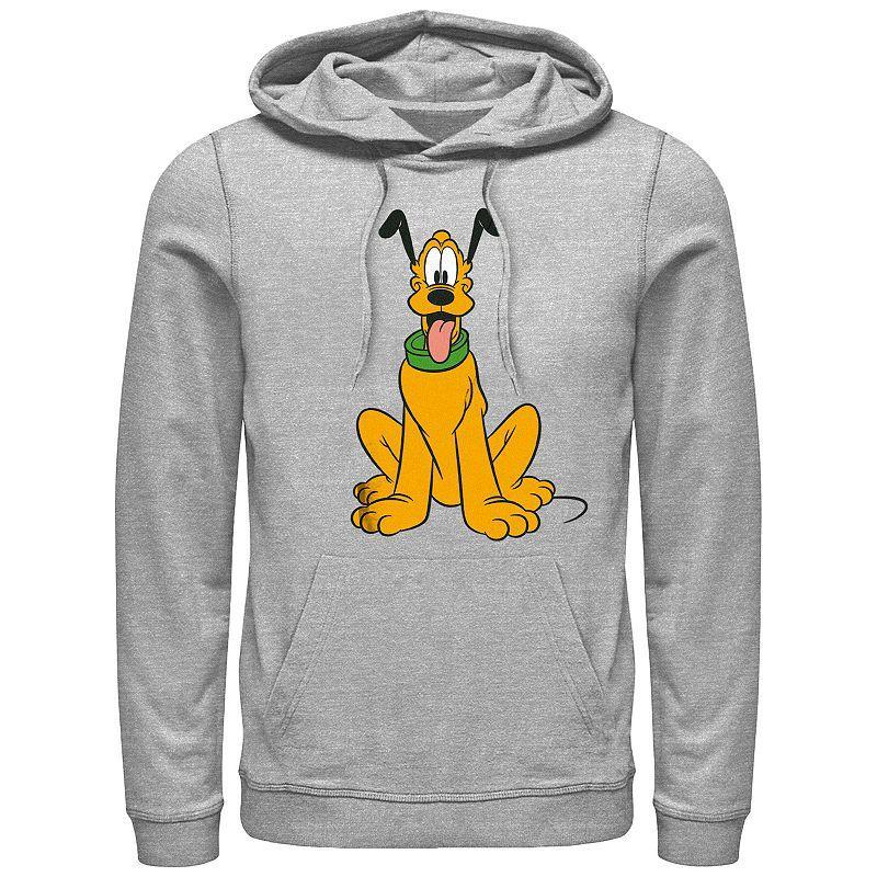 Men's Mickey Mouse Happy Pluto Graphic Hoodie, Size: Medium, Athletic Grey Product Image