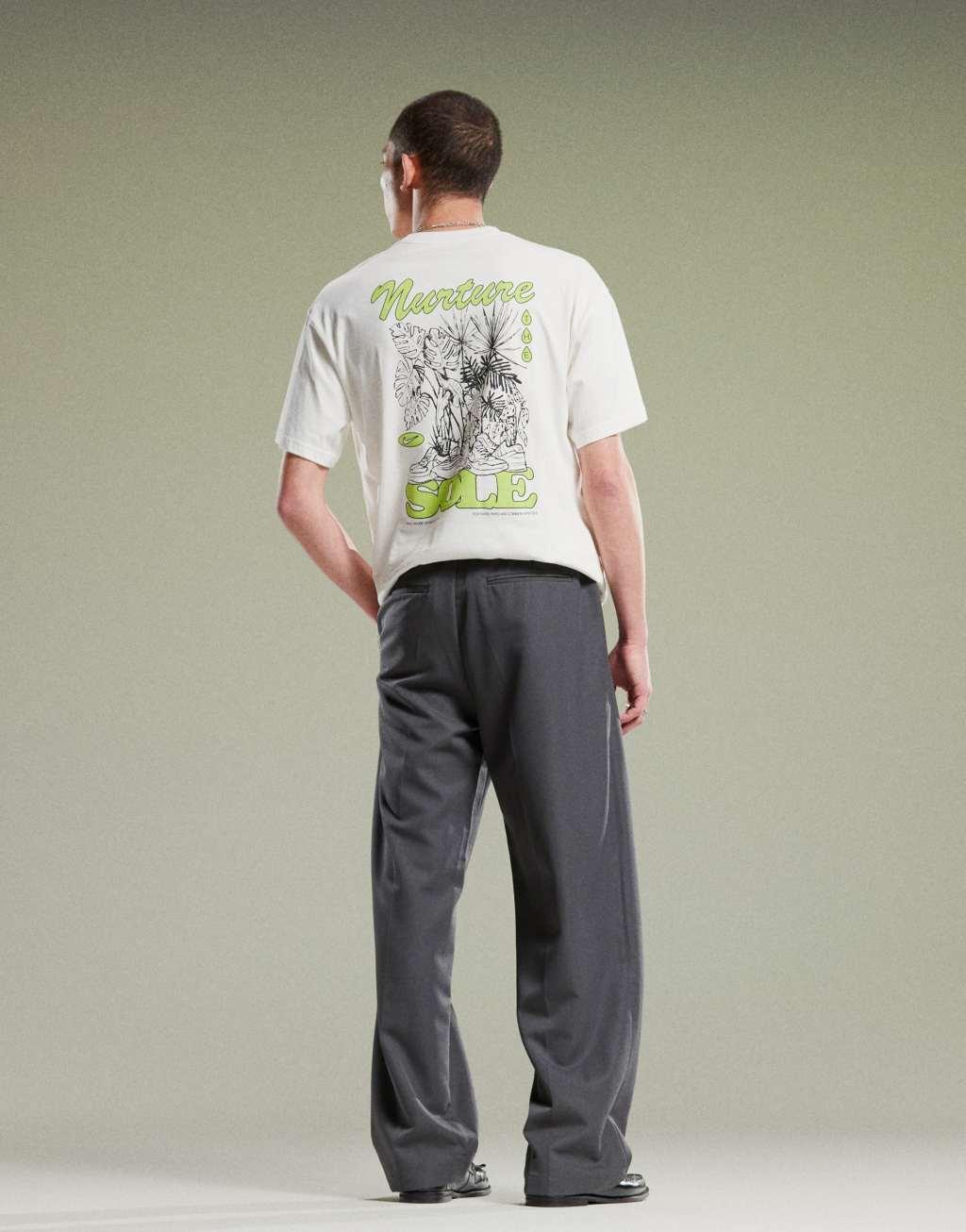 ASOS DESIGN pull on smart wide leg pants in charcoal Product Image