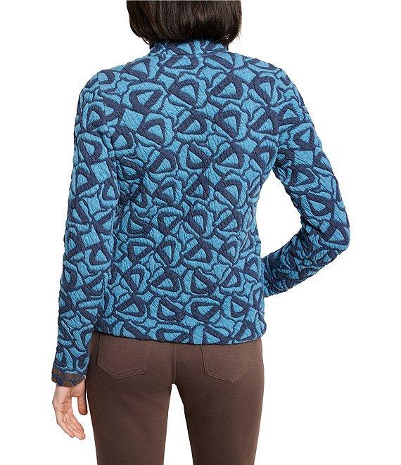 NIC + ZOE Crinkled Knit Contrasting Trim Stand Collar Long Sleeve Jacket Product Image