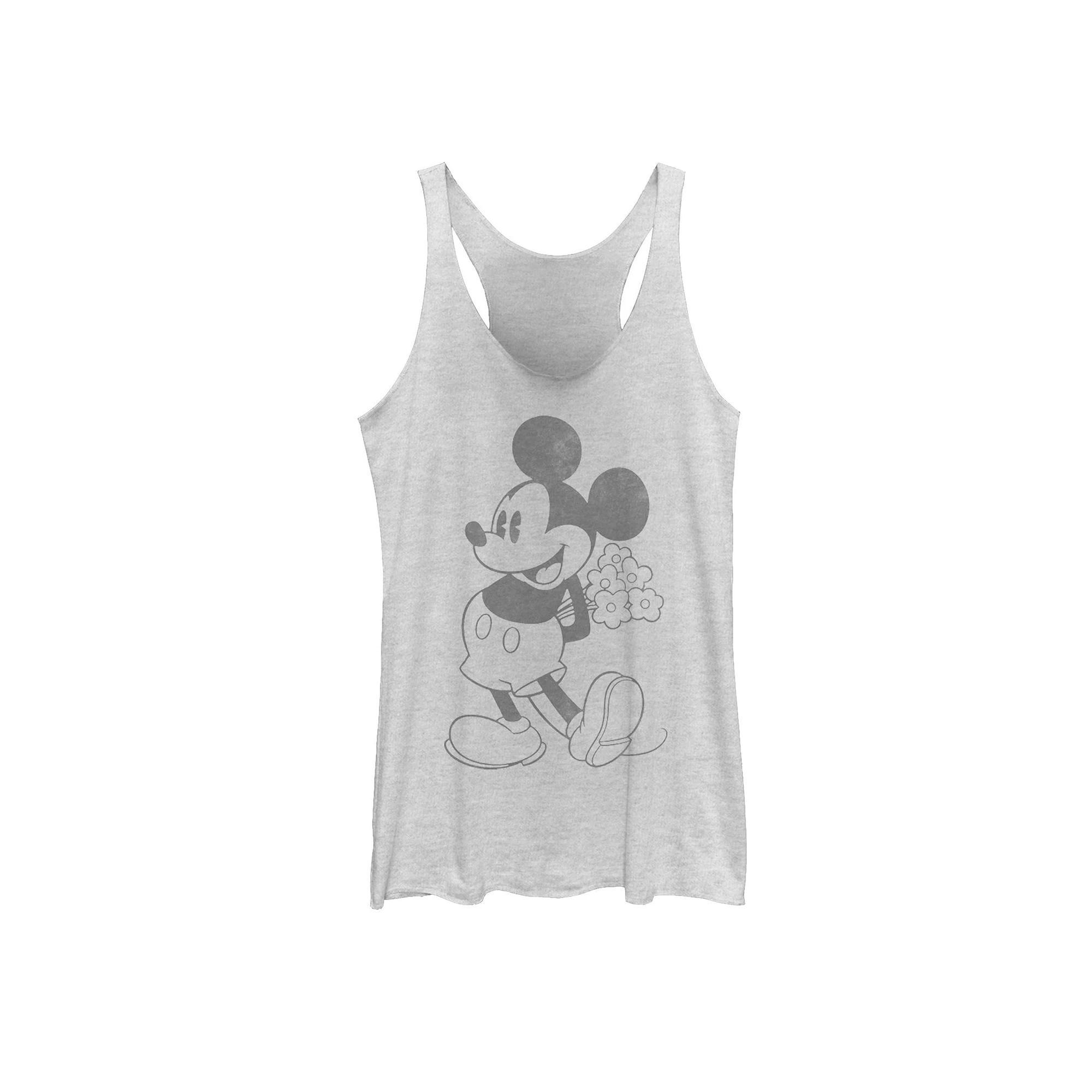 Disney's Mickey Mouse Holding Flowers Vintage Portrait Juniors' Racerback Tank Top, Girl's,  Product Image