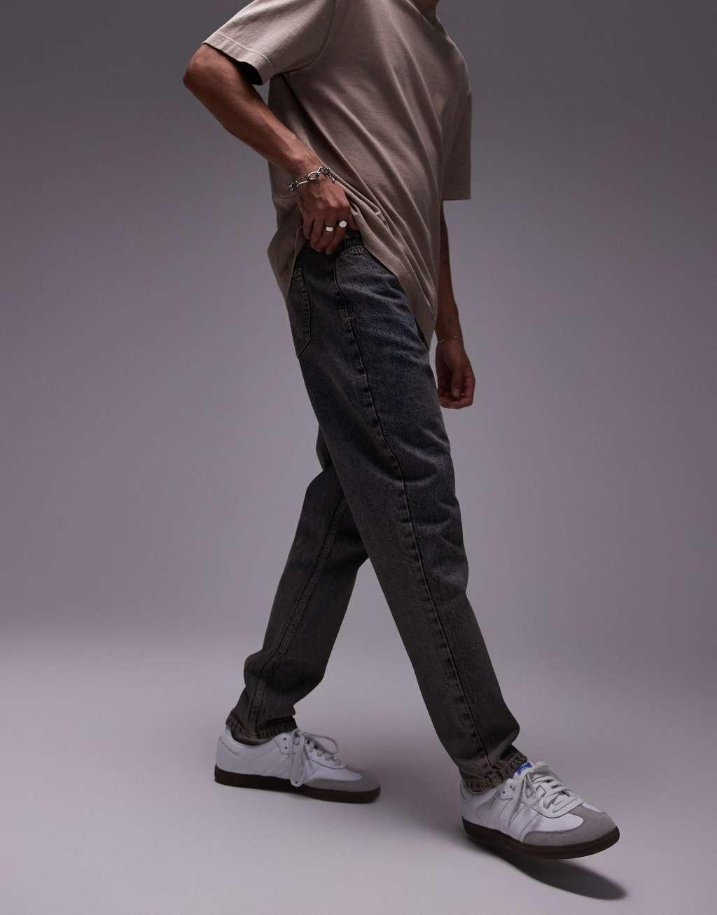 Topman tapered jeans in tinted blue Product Image