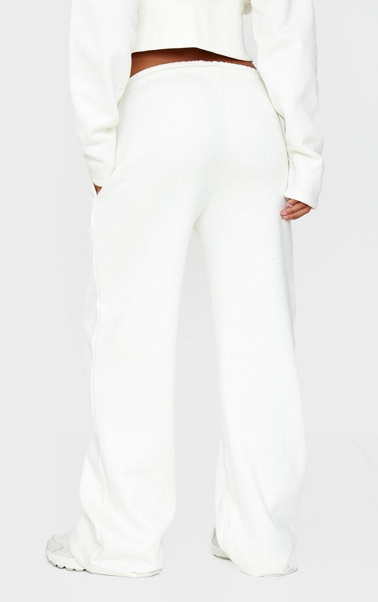 Cream Seam Detail Wide Leg Sweatpants Product Image