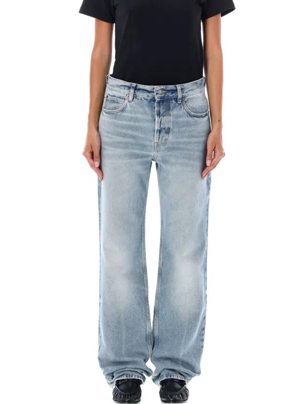 SAINT LAURENT Nico Denim Belt Loops Trousers In Blue Product Image