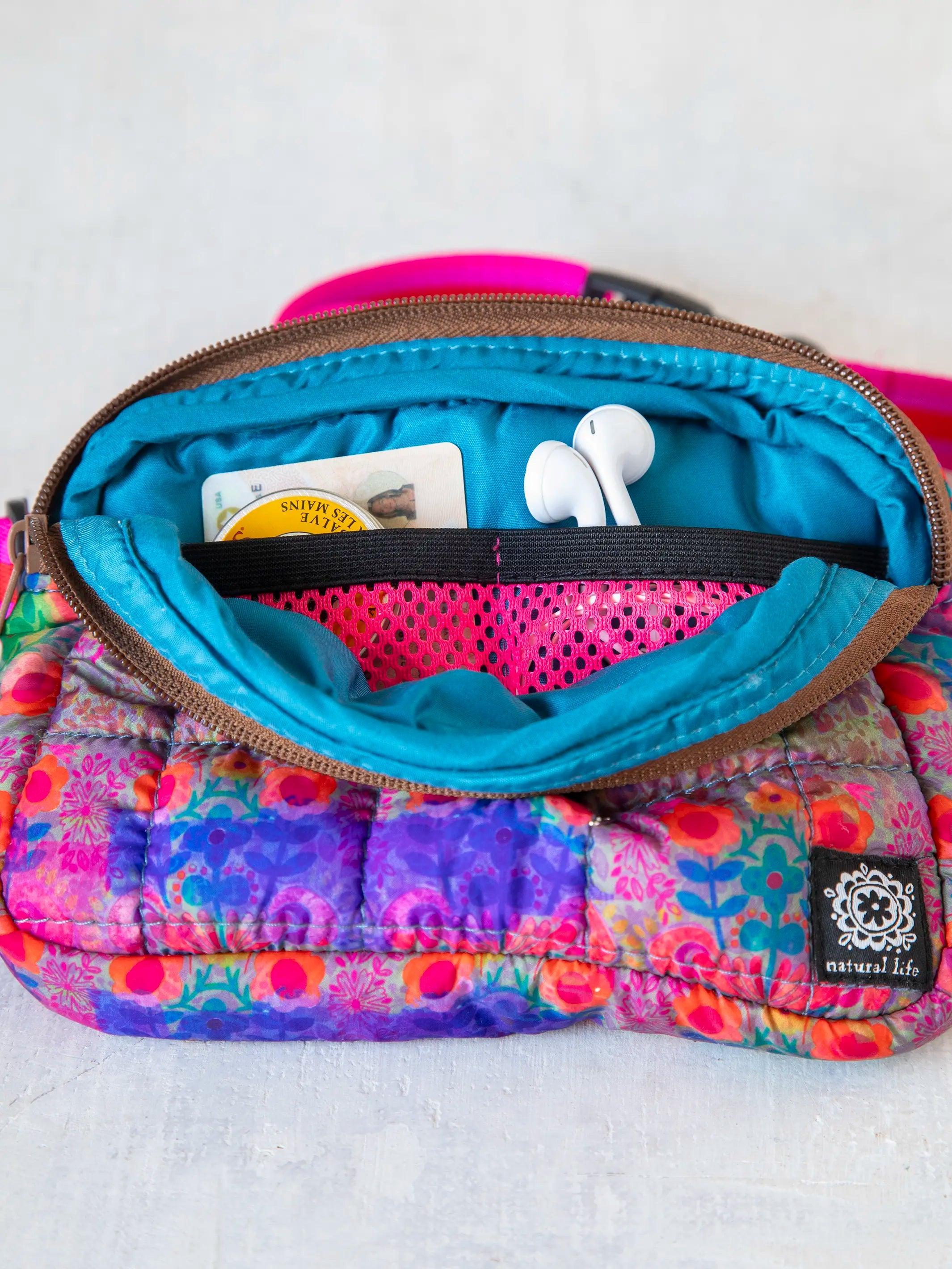 Everyday Puffy Fanny Pack - Purple Pink Floral Border Product Image