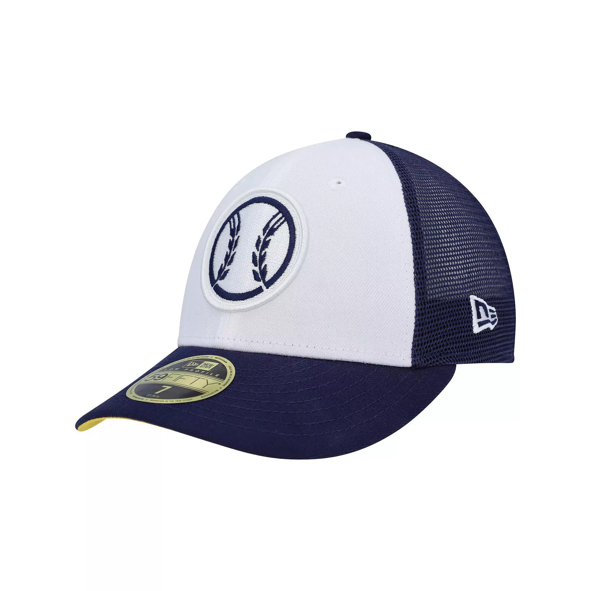 Men's New Era White/Navy Milwaukee Brewers 2023 On-Field Batting Practice Low Profile 59FIFTY Fitted Hat,  Product Image