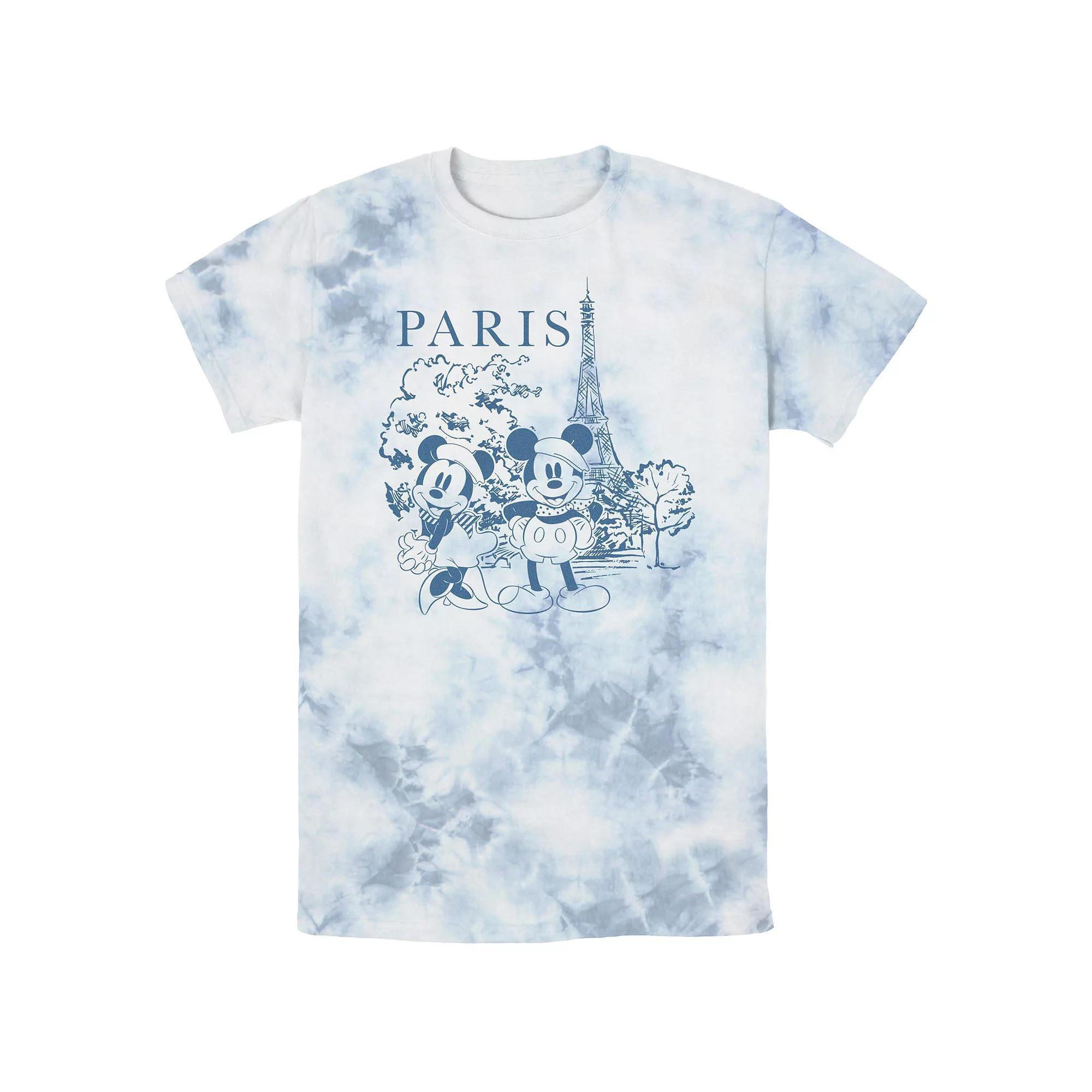 Disney's Mickey Mouse And Minnie Paris Visitors Bombard Wash Men's Graphic Tee, Size: Small, Whiteblue Product Image