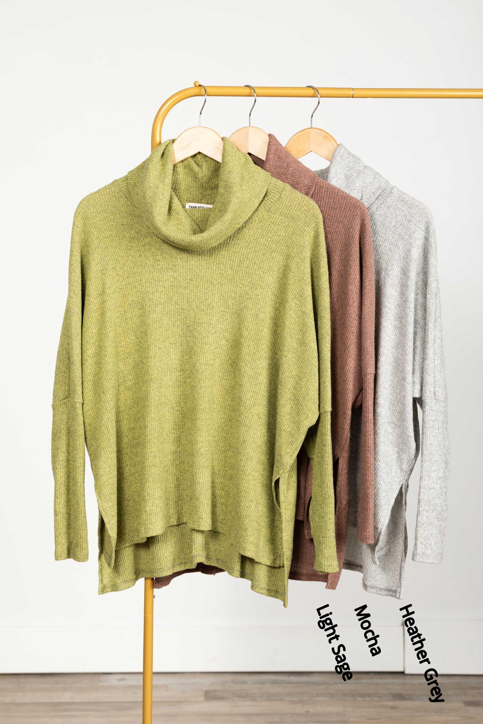 Brushed Knit Cowl Neck Tunic Product Image