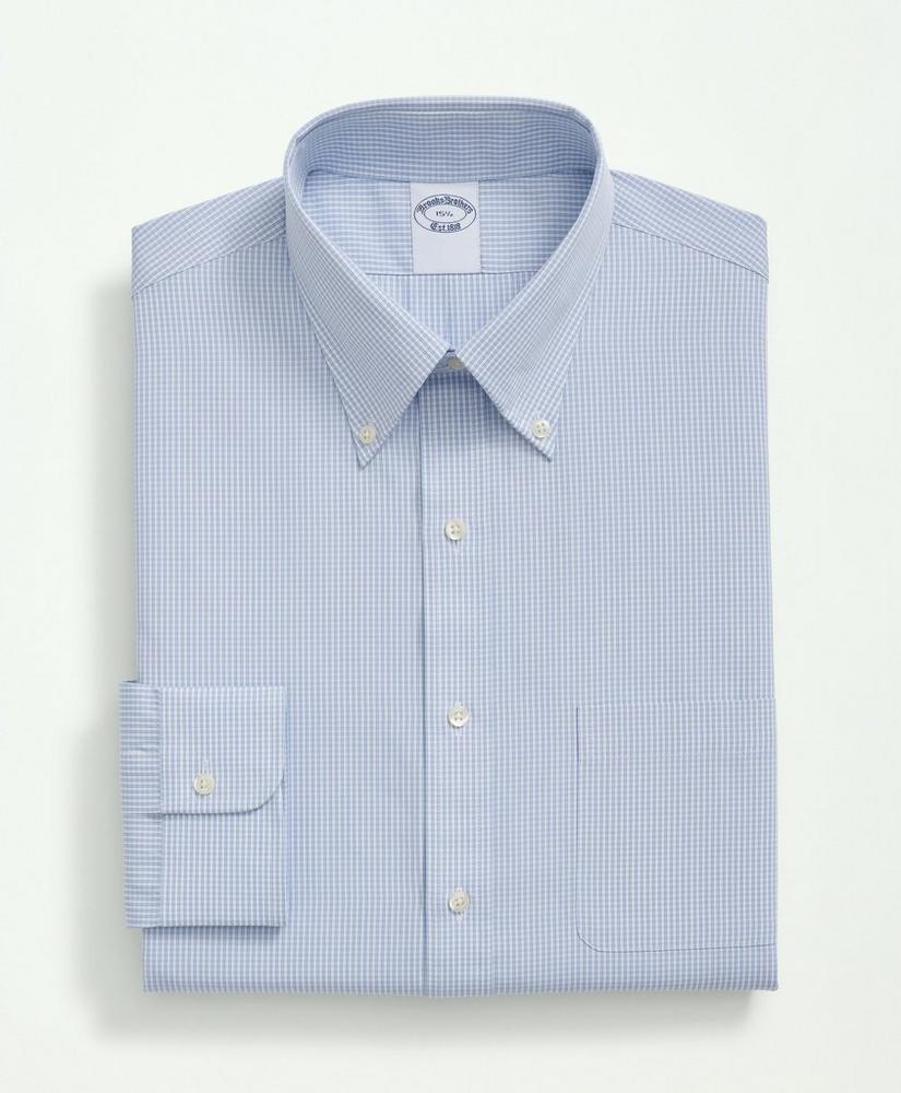 Supima® Cotton Poplin Polo Button-Down Collar, Micro Checked Dress Shirt Product Image