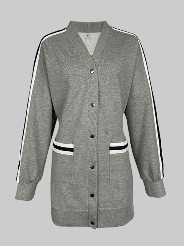 Long Sleeves Split-Joint V-Neck Outerwear Product Image